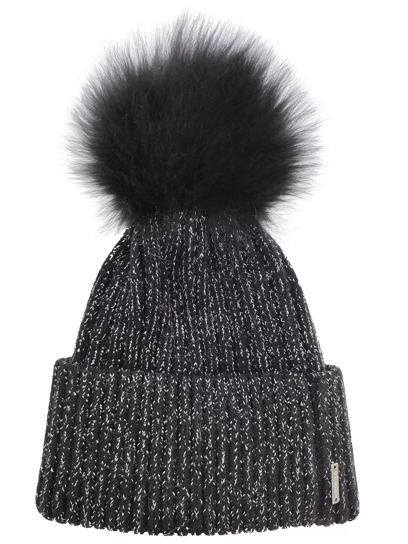Women GORSKI Montreal Metallic Wool Blend Knit Hat With Toscana Shearling Lamb Pompom