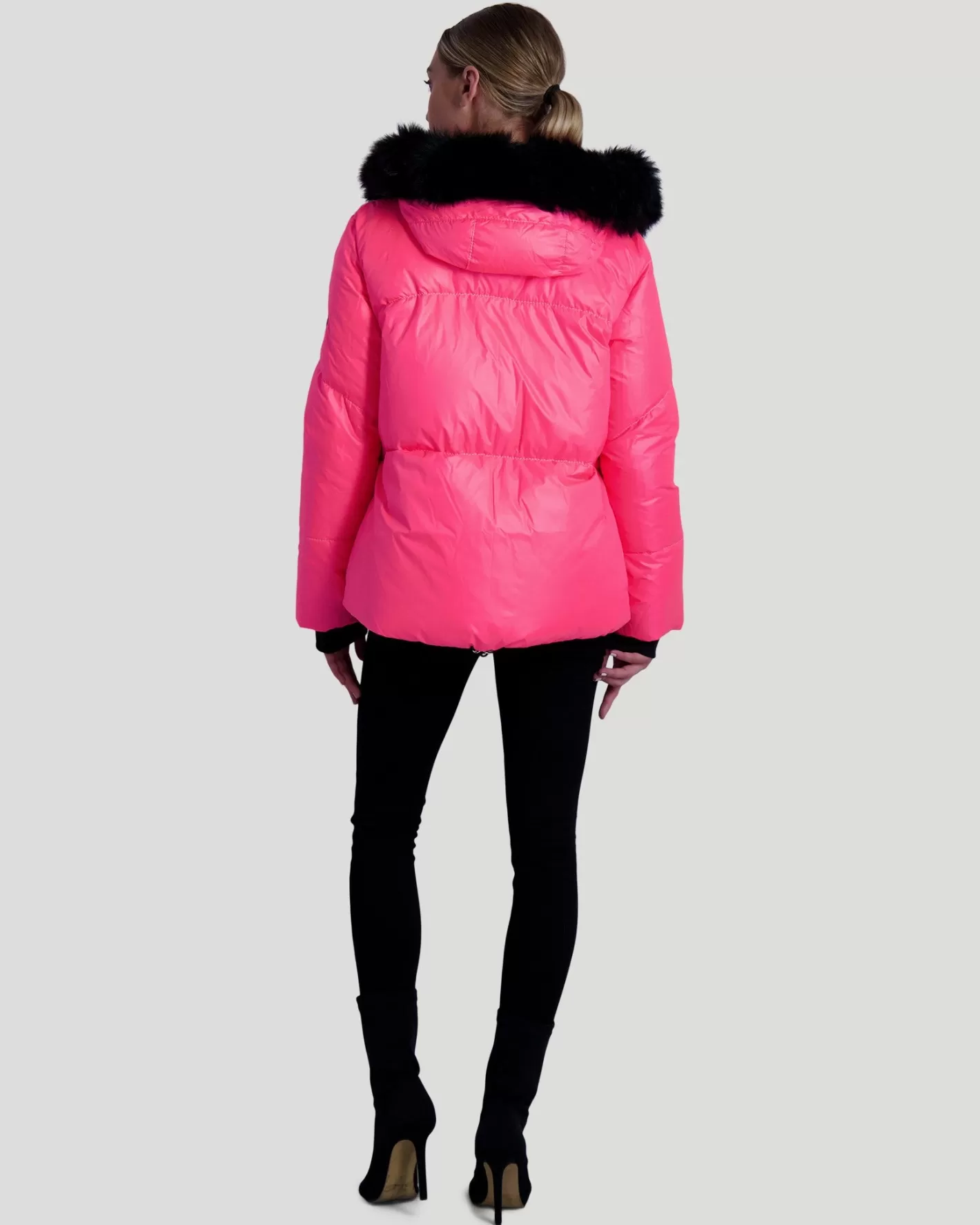 Women GORSKI Montreal Neon Après-Ski Jacket With Detachable Toscana Shearling Lamb Hood Trim