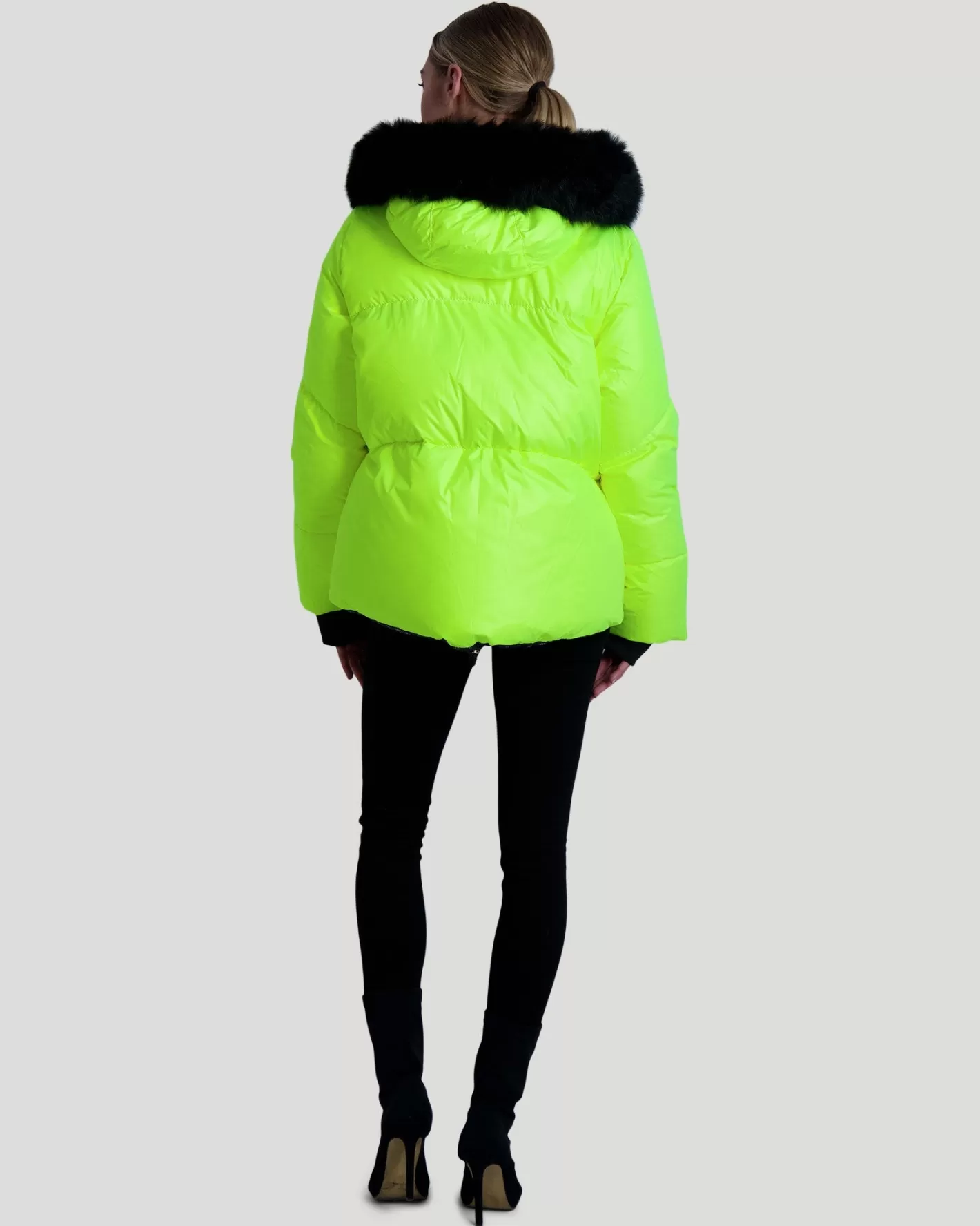 Women GORSKI Montreal Neon Après-Ski Jacket With Detachable Toscana Shearling Lamb Hood Trim