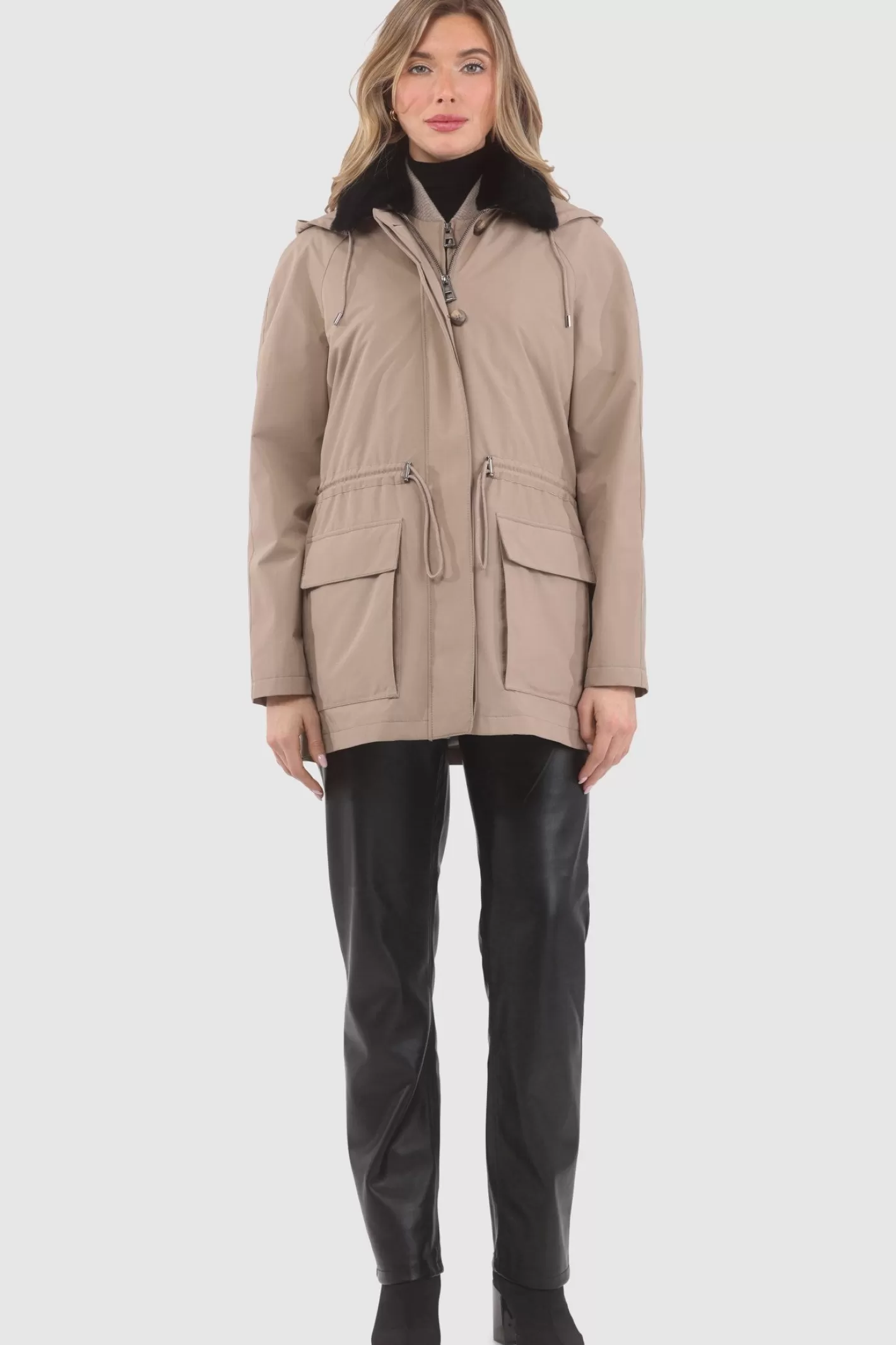 Women GORSKI Montreal Parka With Detachable Hood And Select Shearling Lamb Collar, Removable Vest (2 Pcs)
