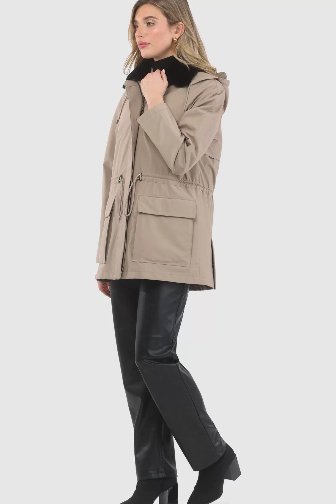Women GORSKI Montreal Parka With Detachable Hood And Select Shearling Lamb Collar, Removable Vest (2 Pcs)