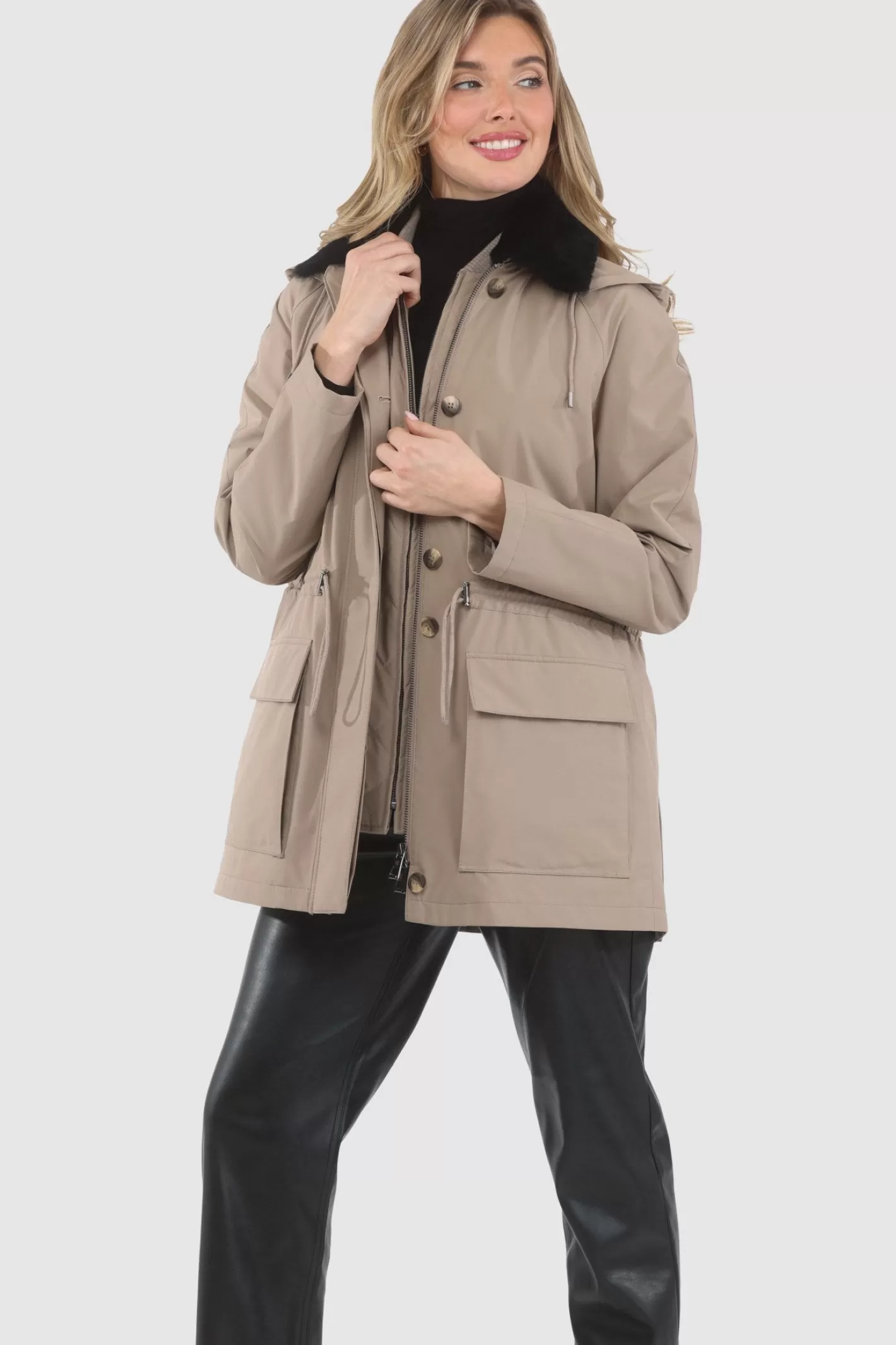 Women GORSKI Montreal Parka With Detachable Hood And Select Shearling Lamb Collar, Removable Vest (2 Pcs)