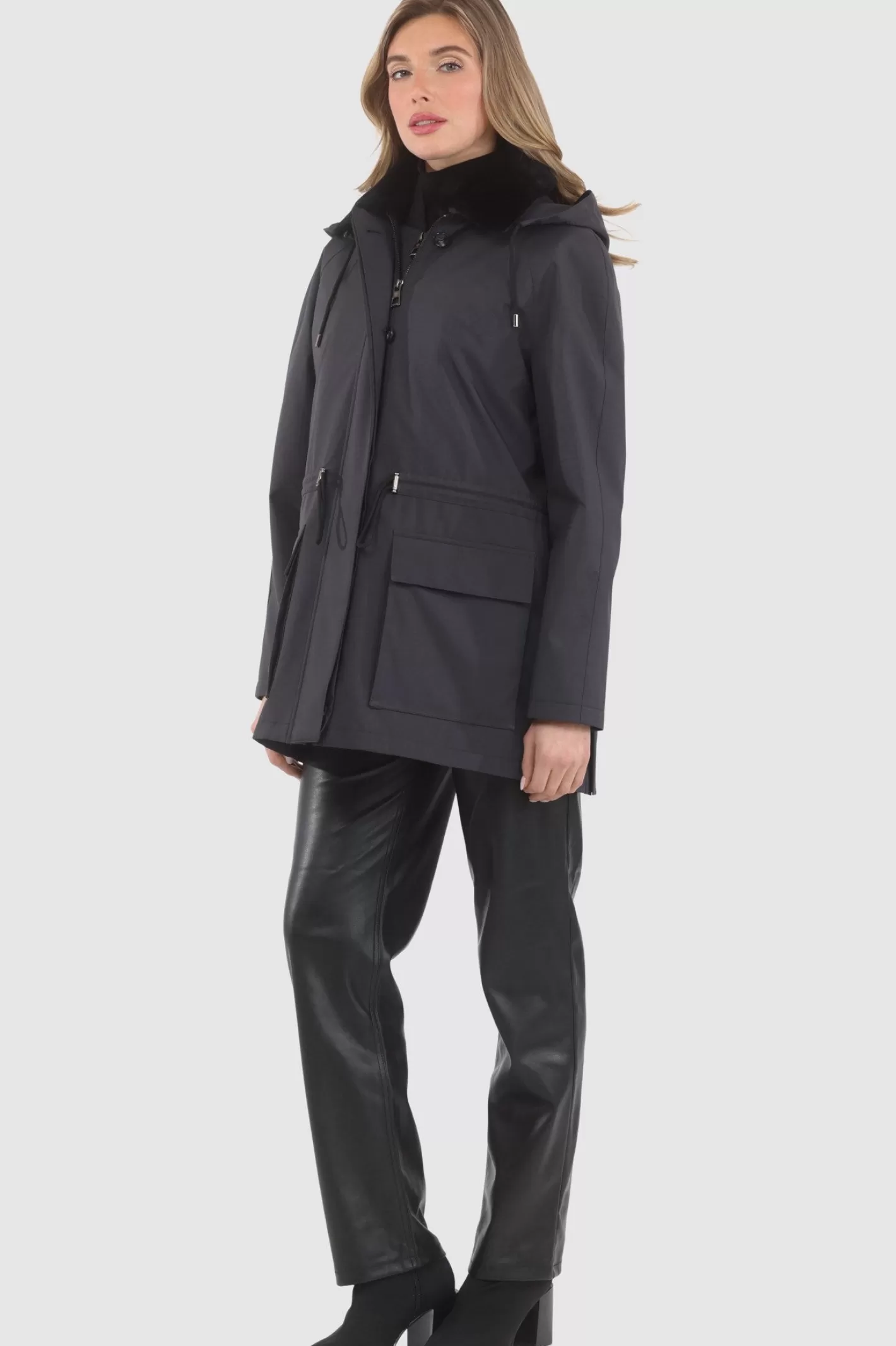 Women GORSKI Montreal Parka With Detachable Hood And Select Shearling Lamb Collar, Removable Vest (2 Pcs)