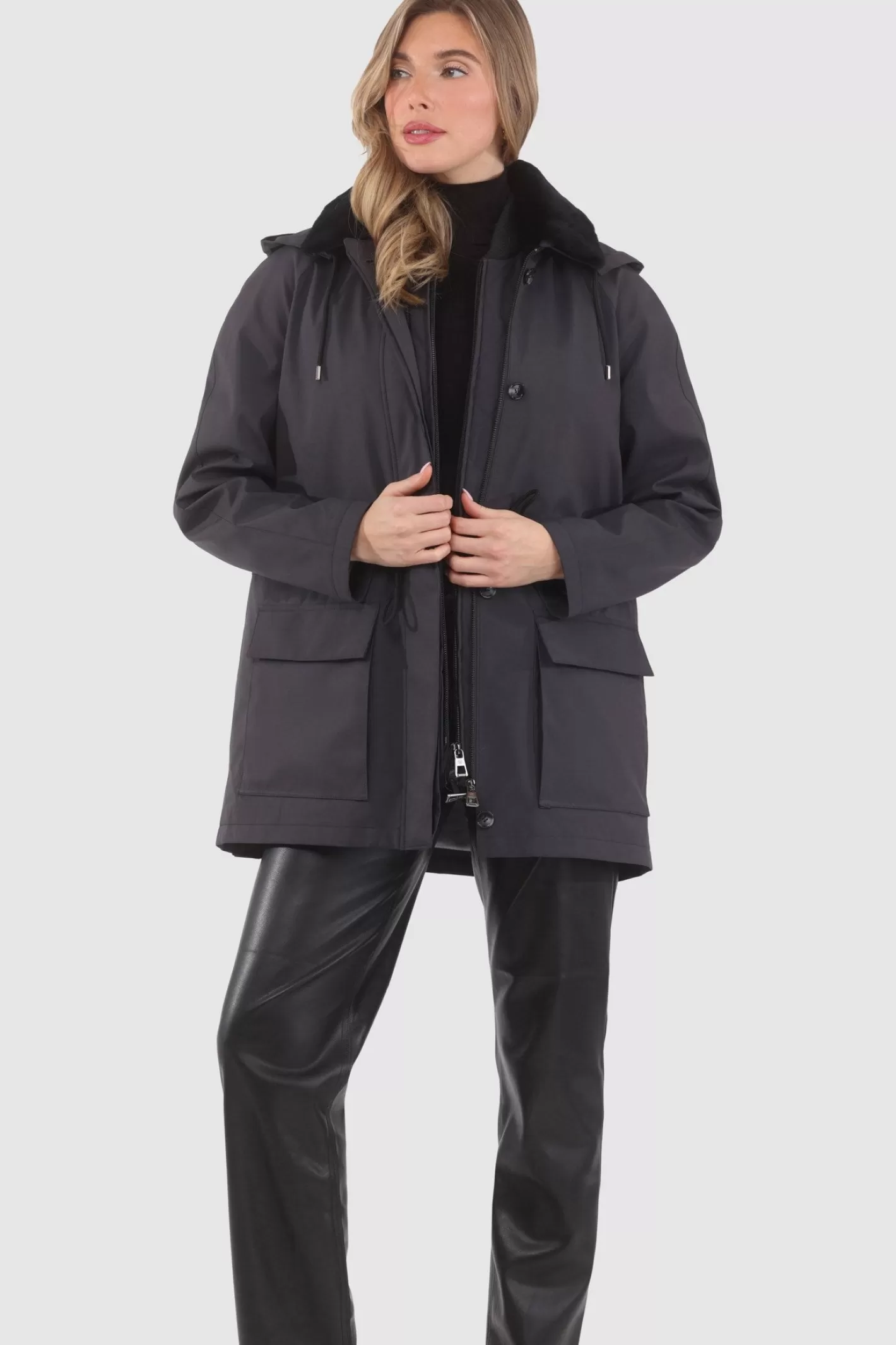 Women GORSKI Montreal Parka With Detachable Hood And Select Shearling Lamb Collar, Removable Vest (2 Pcs)