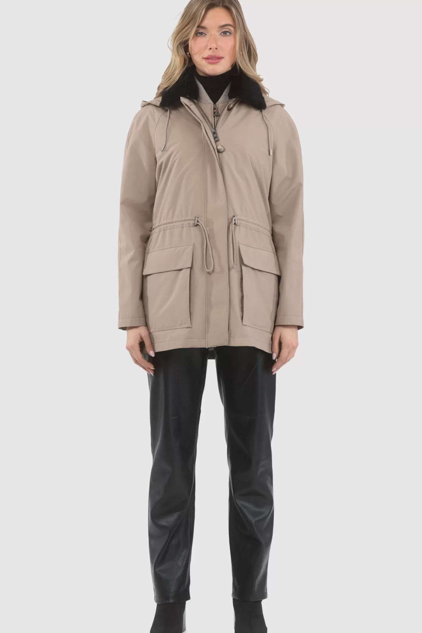 Women GORSKI Montreal Parka With Detachable Hood And Select Shearling Lamb Collar, Removable Vest (2 Pcs)