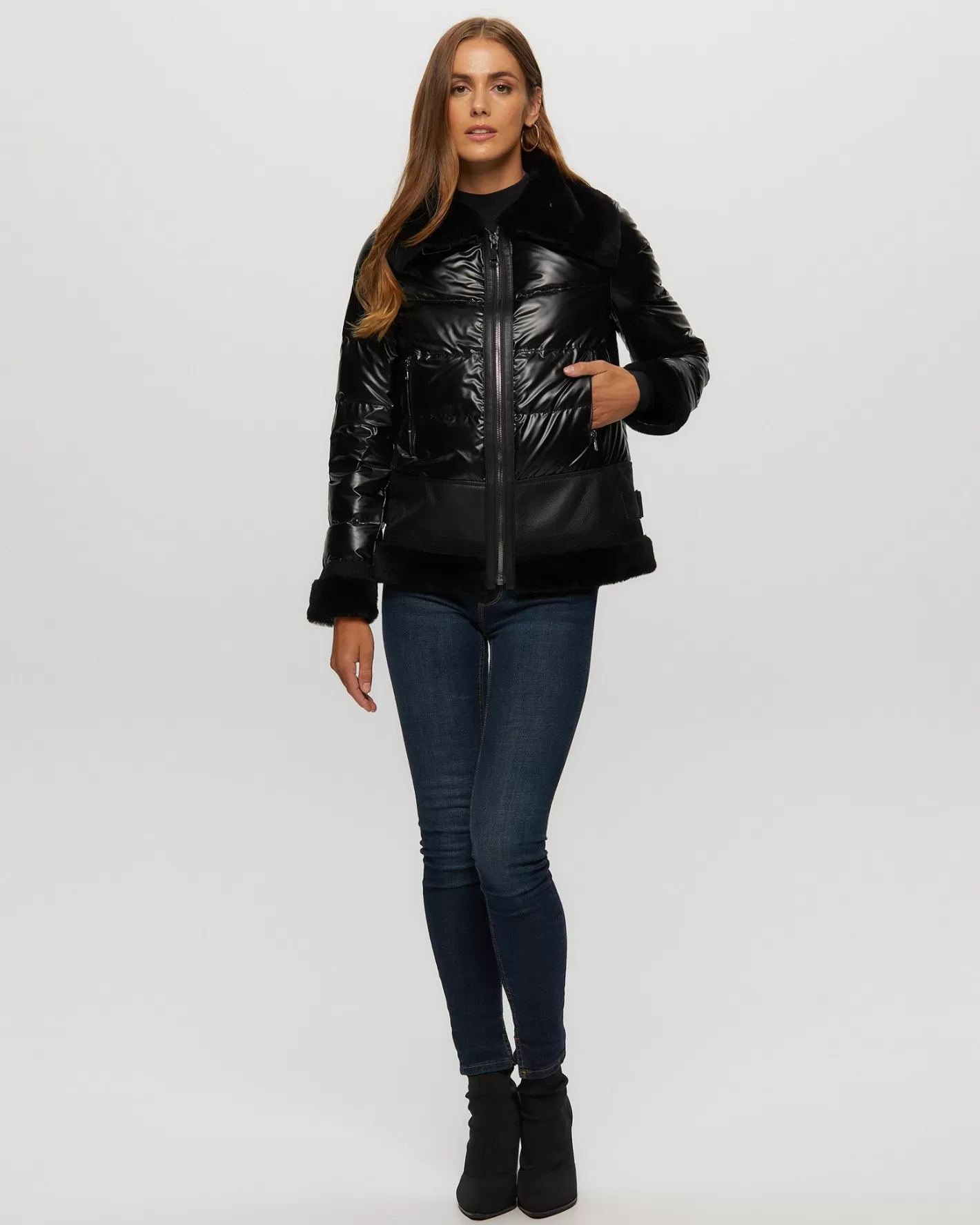 Women GORSKI Montreal Quilted Jacket With Merino Shearling Lamb Trim