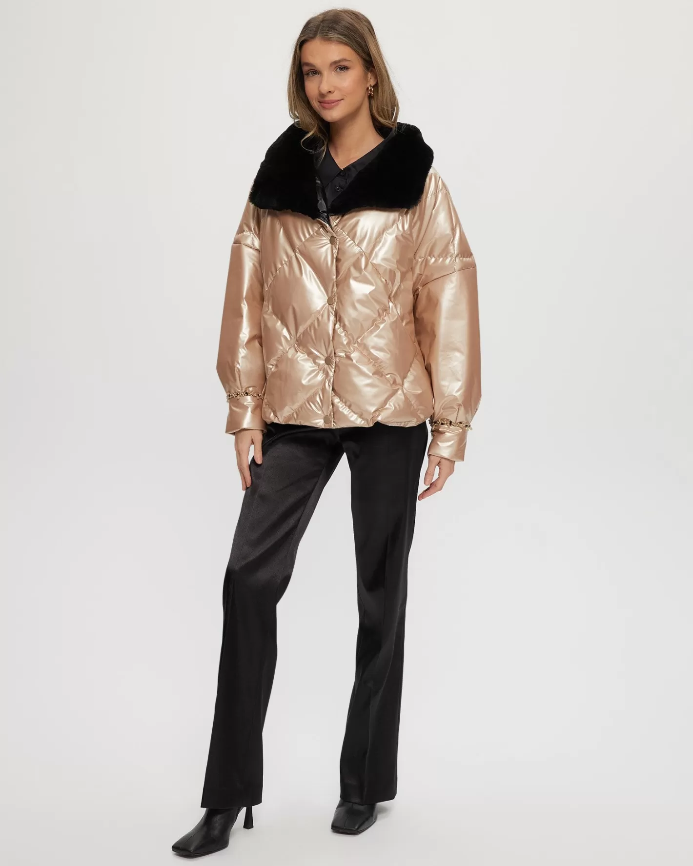 Women GORSKI Montreal Quilted Jacket With Select Shearling Lamb Collar