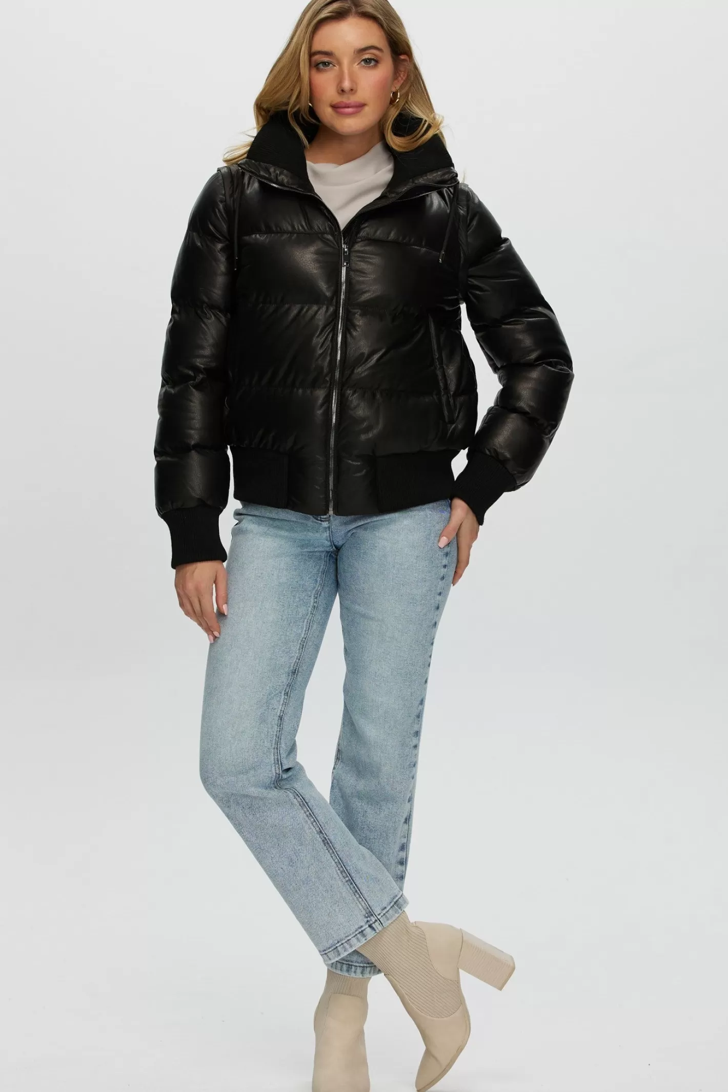 Women GORSKI Montreal Quilted Leather Jacket With Detachable Sleeves