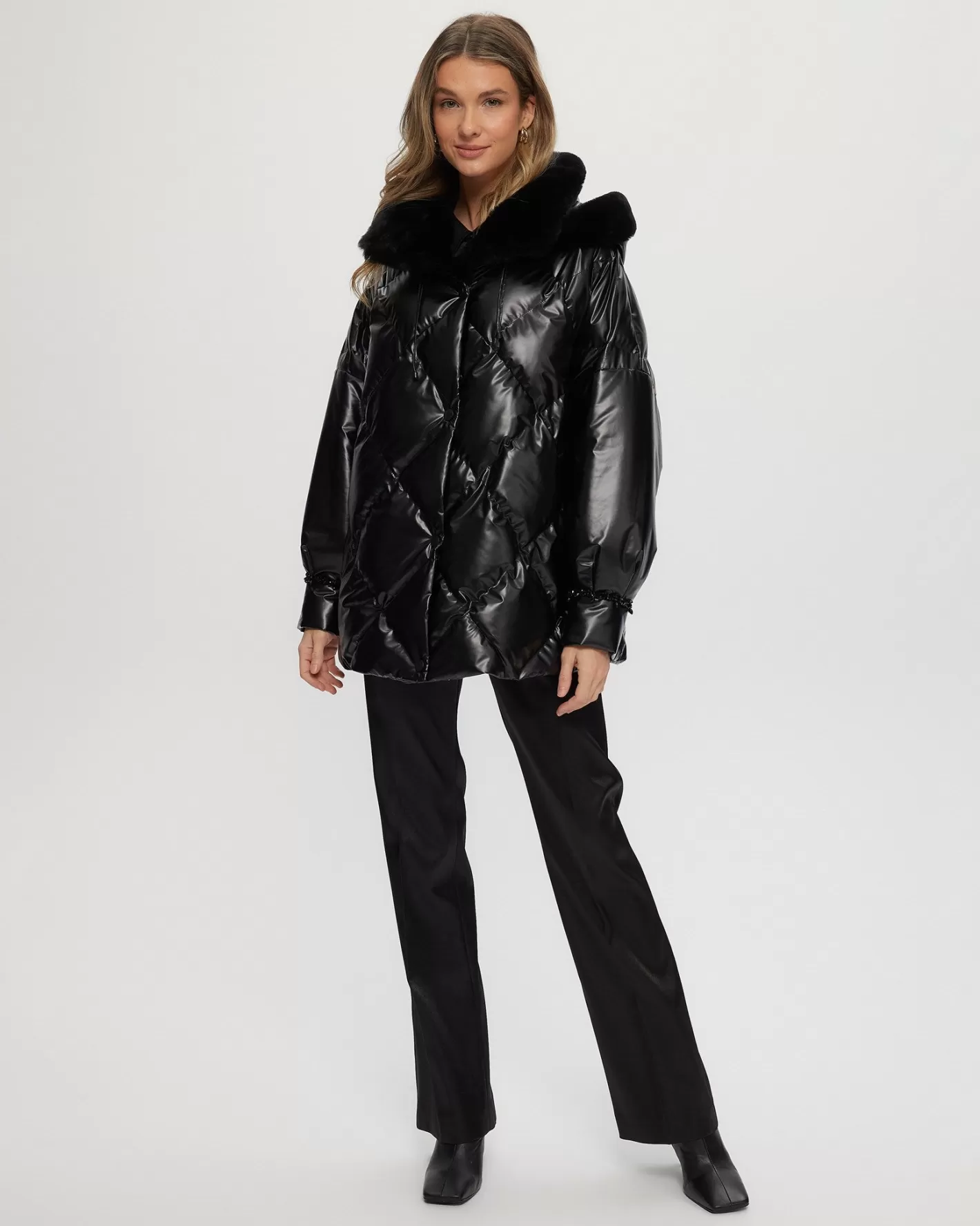 Women GORSKI Montreal QUILTED PARKA WITH SHEARLING LAMB COLLAR & HOOD TRIM