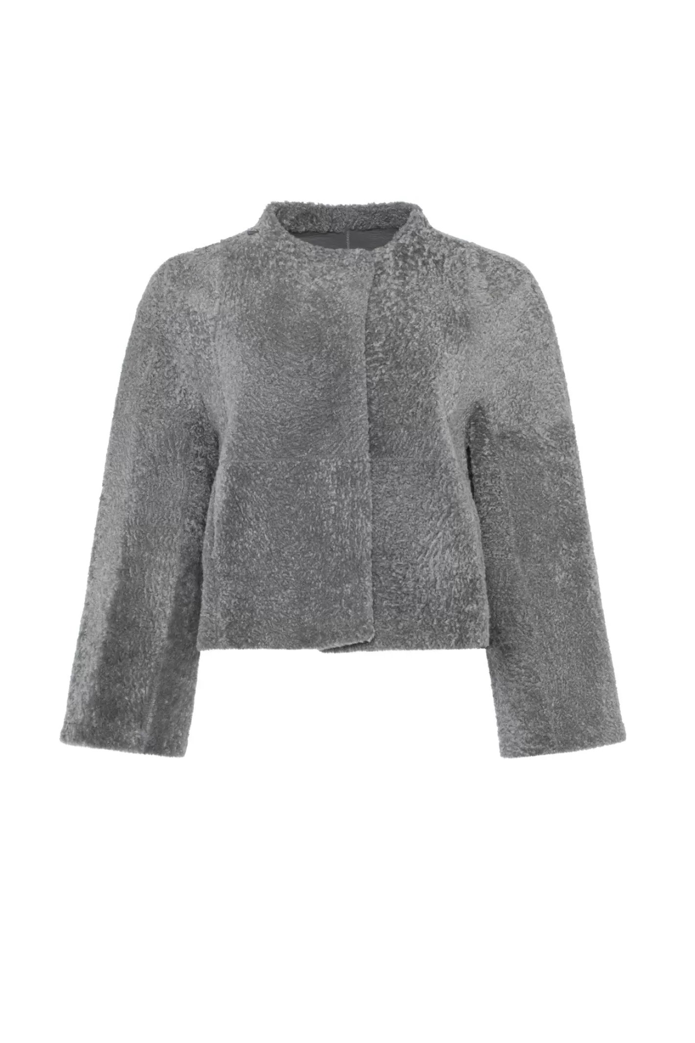 Women GORSKI Montreal Reversible Collarless New Zealand Shearling Lamb Jacket With 3/4 Sleeves