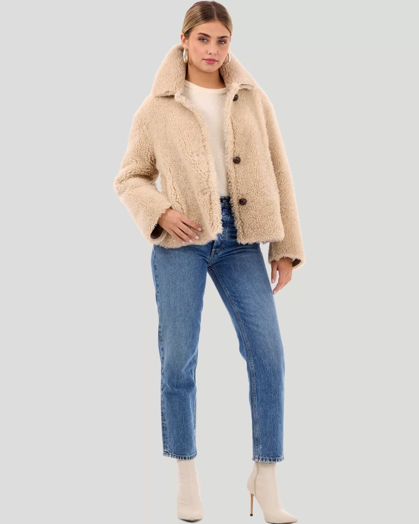 Women GORSKI Montreal Reversible Long Hair Shearling Lamb Jacket