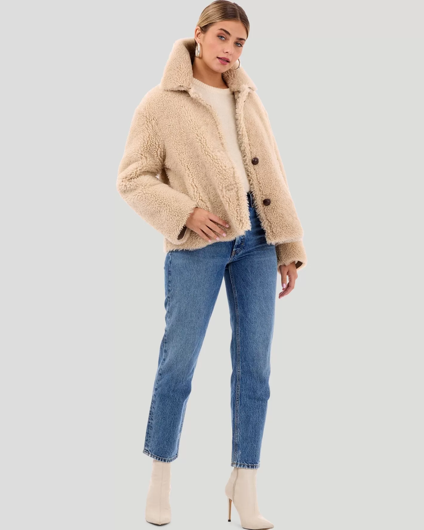 Women GORSKI Montreal Reversible Long Hair Shearling Lamb Jacket