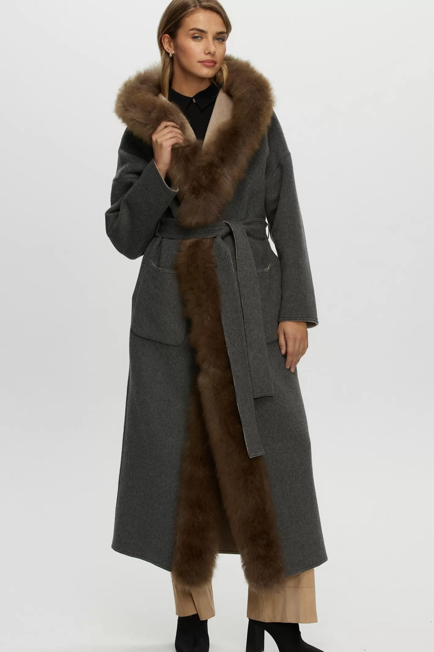 Women GORSKI Montreal Reversible Loro Piana Cashmere Parka With Select Cashmere Goat Trim