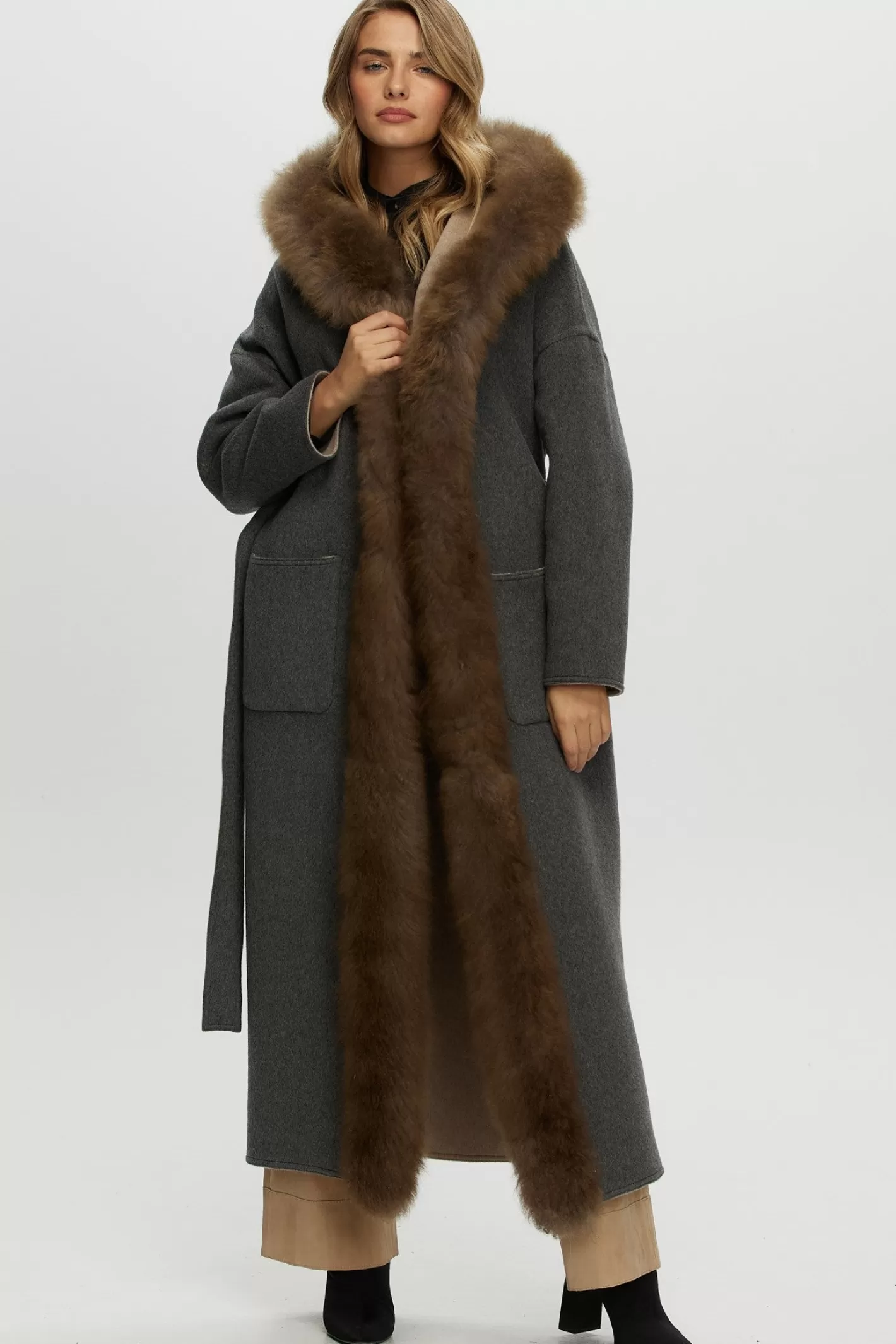 Women GORSKI Montreal Reversible Loro Piana Cashmere Parka With Select Cashmere Goat Trim