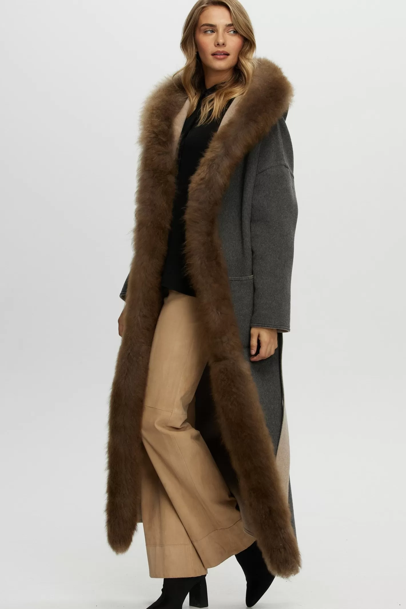 Women GORSKI Montreal Reversible Loro Piana Cashmere Parka With Select Cashmere Goat Trim