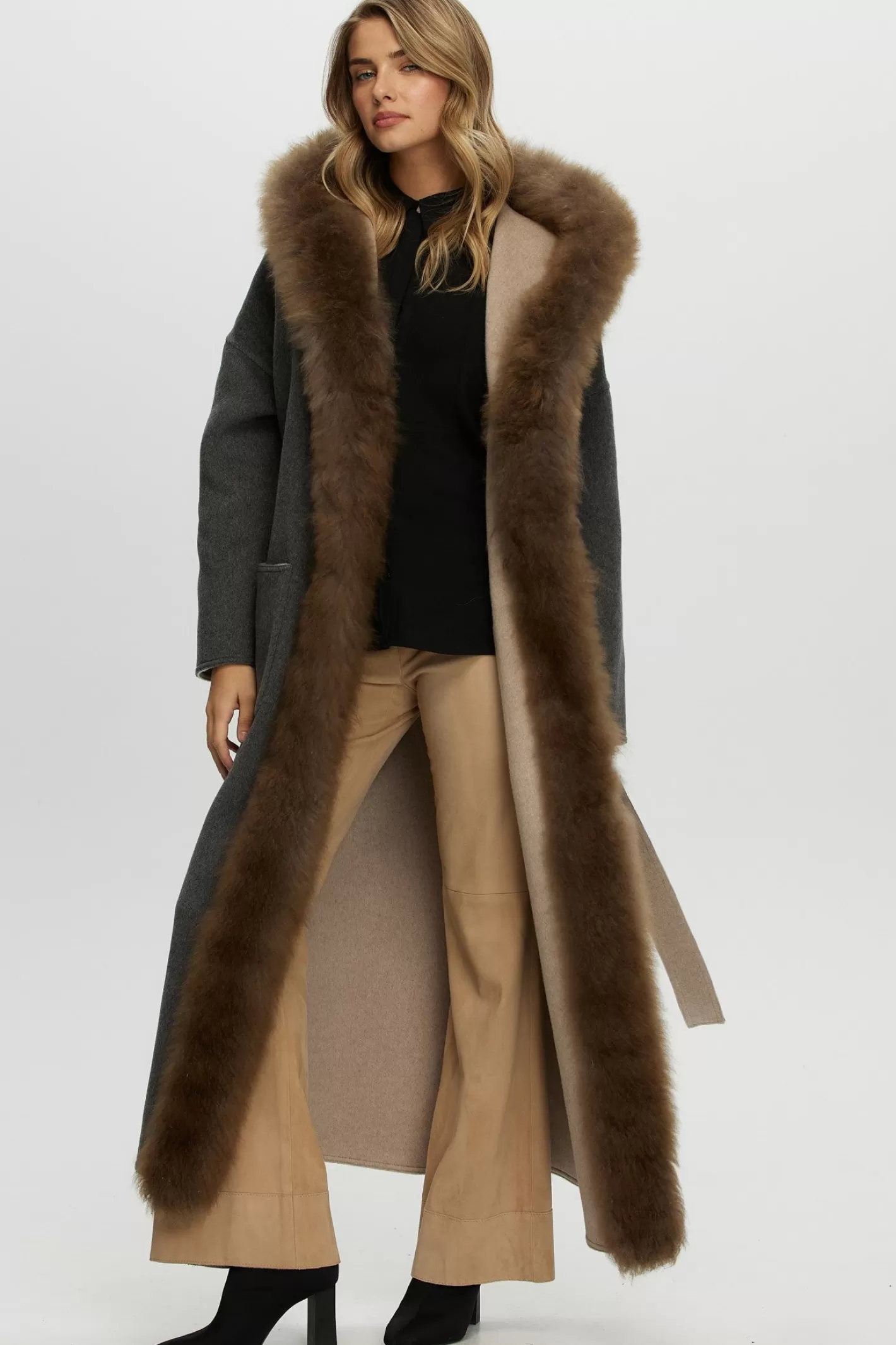 Women GORSKI Montreal Reversible Loro Piana Cashmere Parka With Select Cashmere Goat Trim