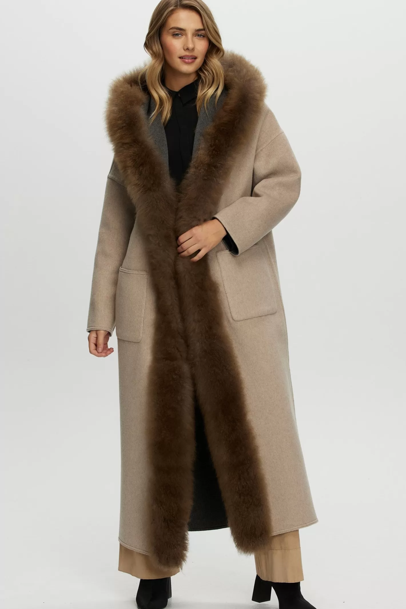 Women GORSKI Montreal Reversible Loro Piana Cashmere Parka With Select Cashmere Goat Trim