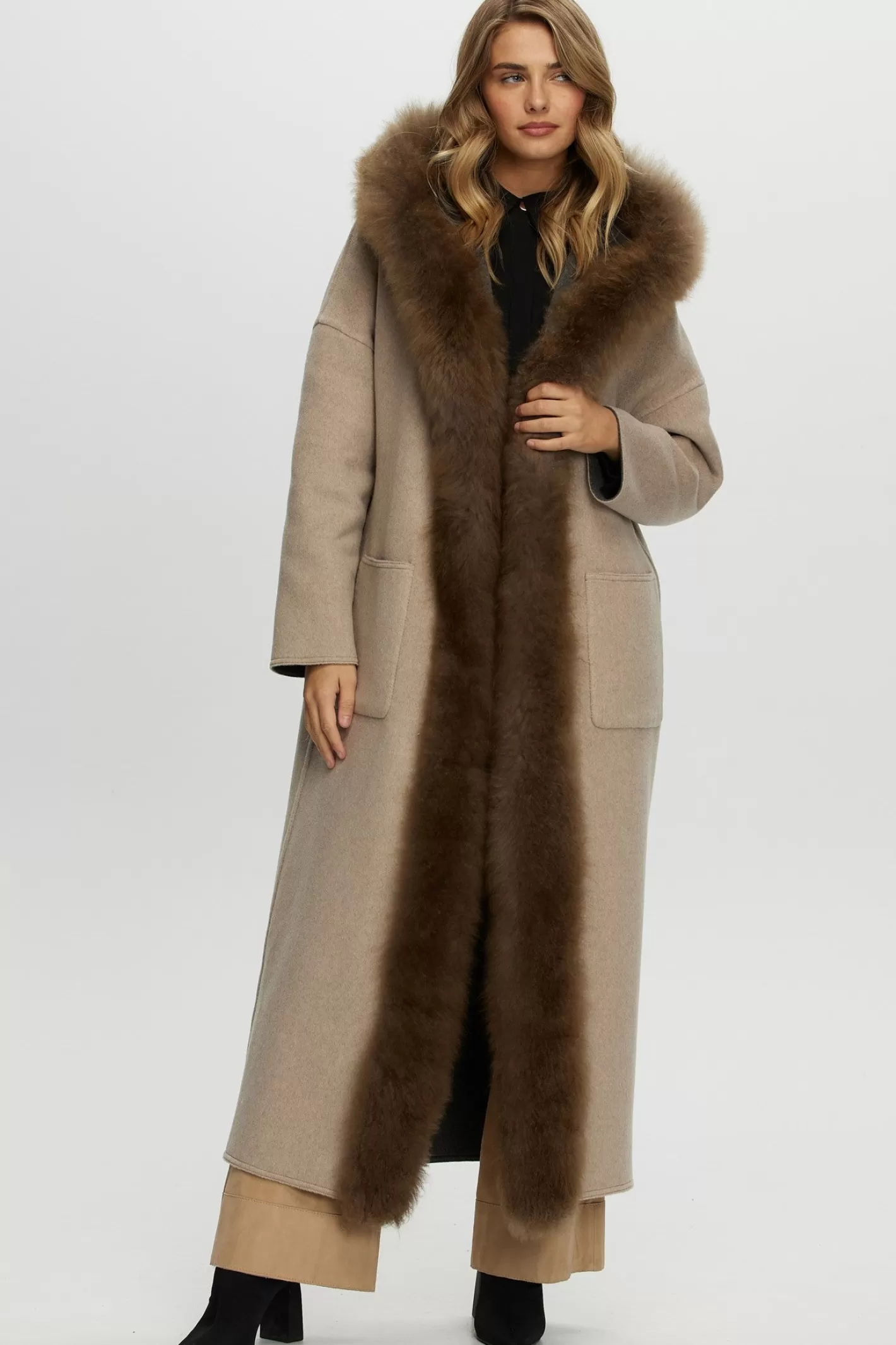Women GORSKI Montreal Reversible Loro Piana Cashmere Parka With Select Cashmere Goat Trim