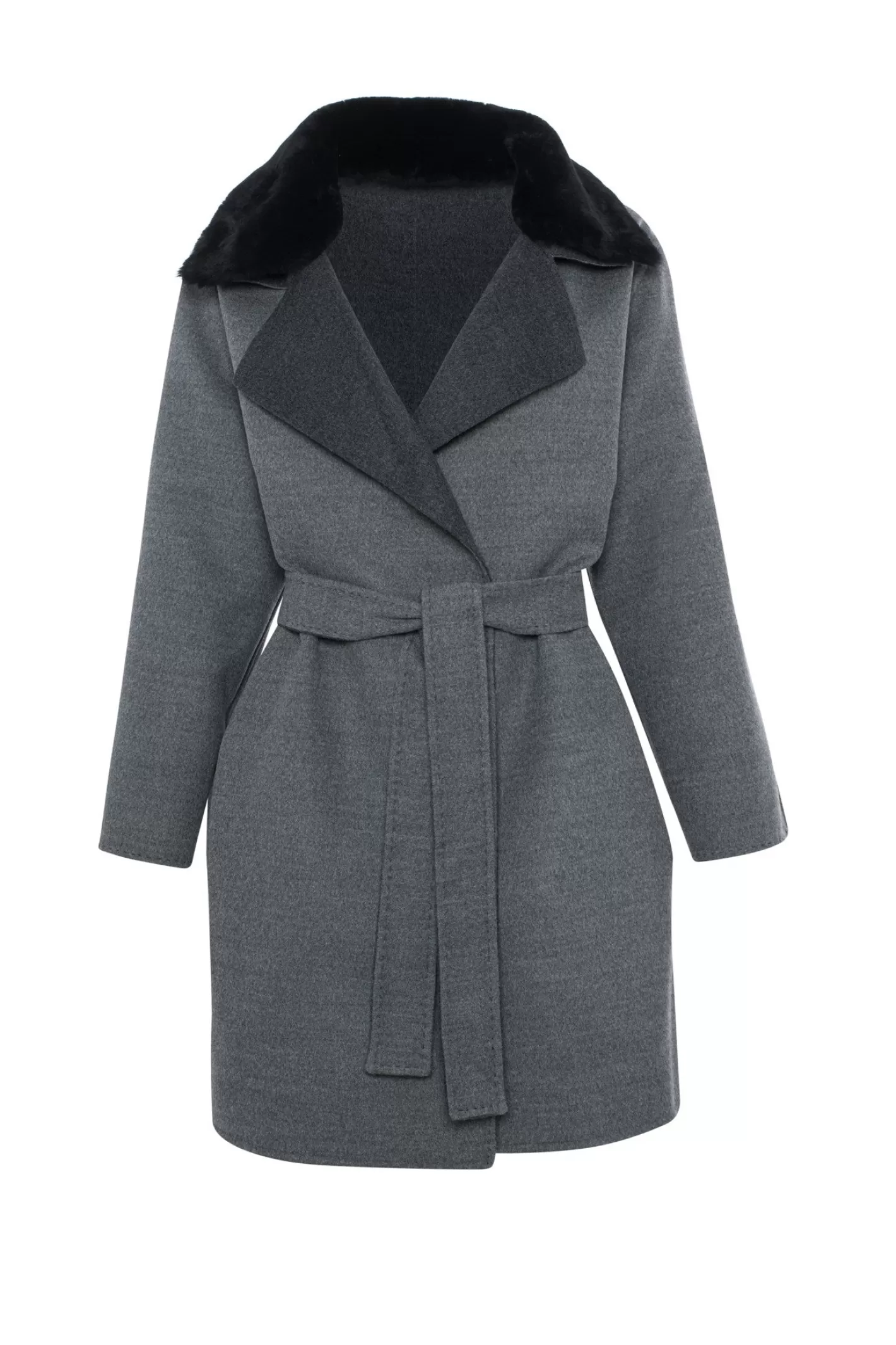 Women GORSKI Montreal Reversible Loro Piana Wool Stroller With Detachable Select Shearling Lamb Collar, Belt