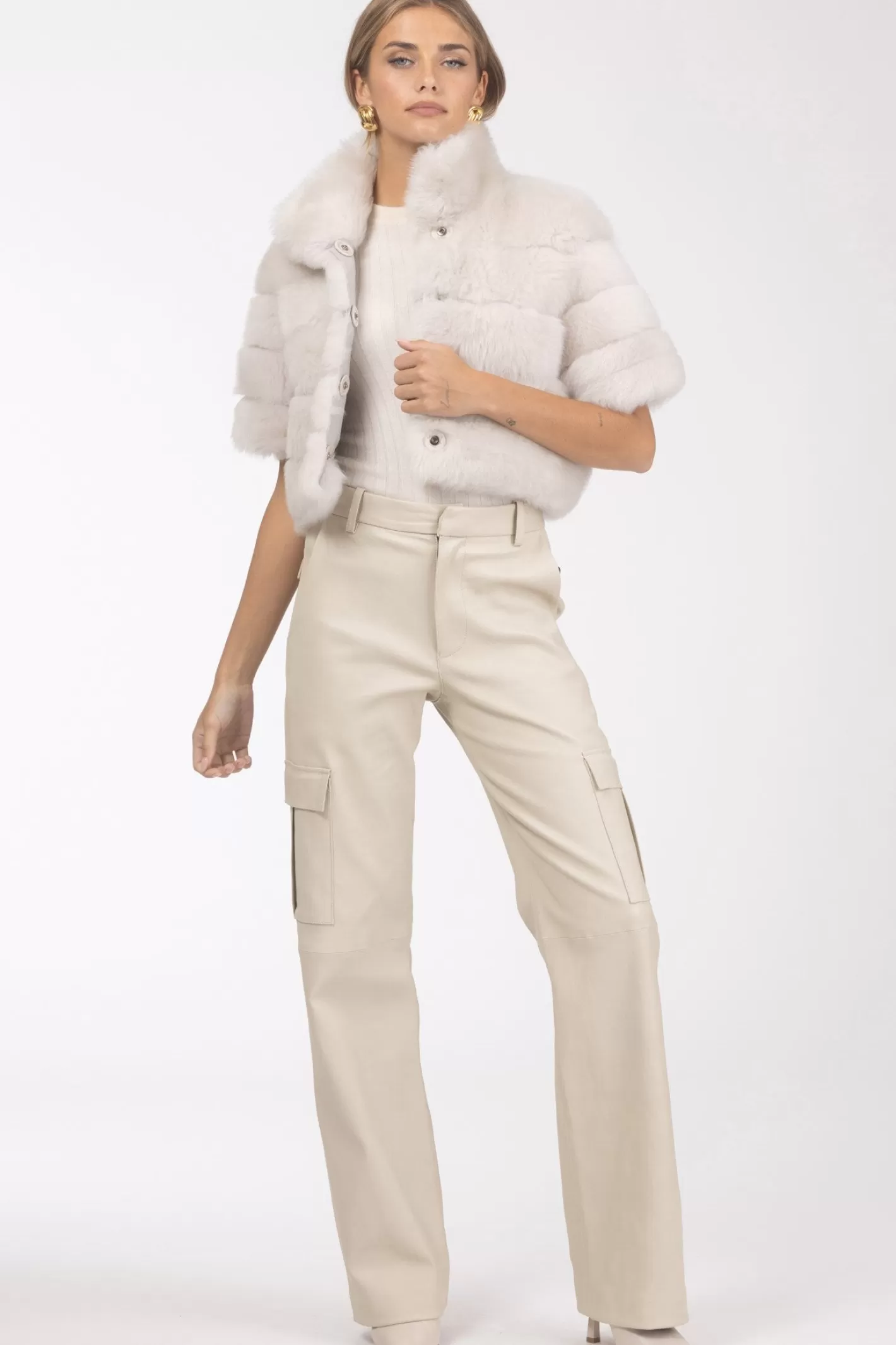 Women GORSKI Montreal Reversible Merinillo Shearling Lamb Bolero With Cropped Sleeves