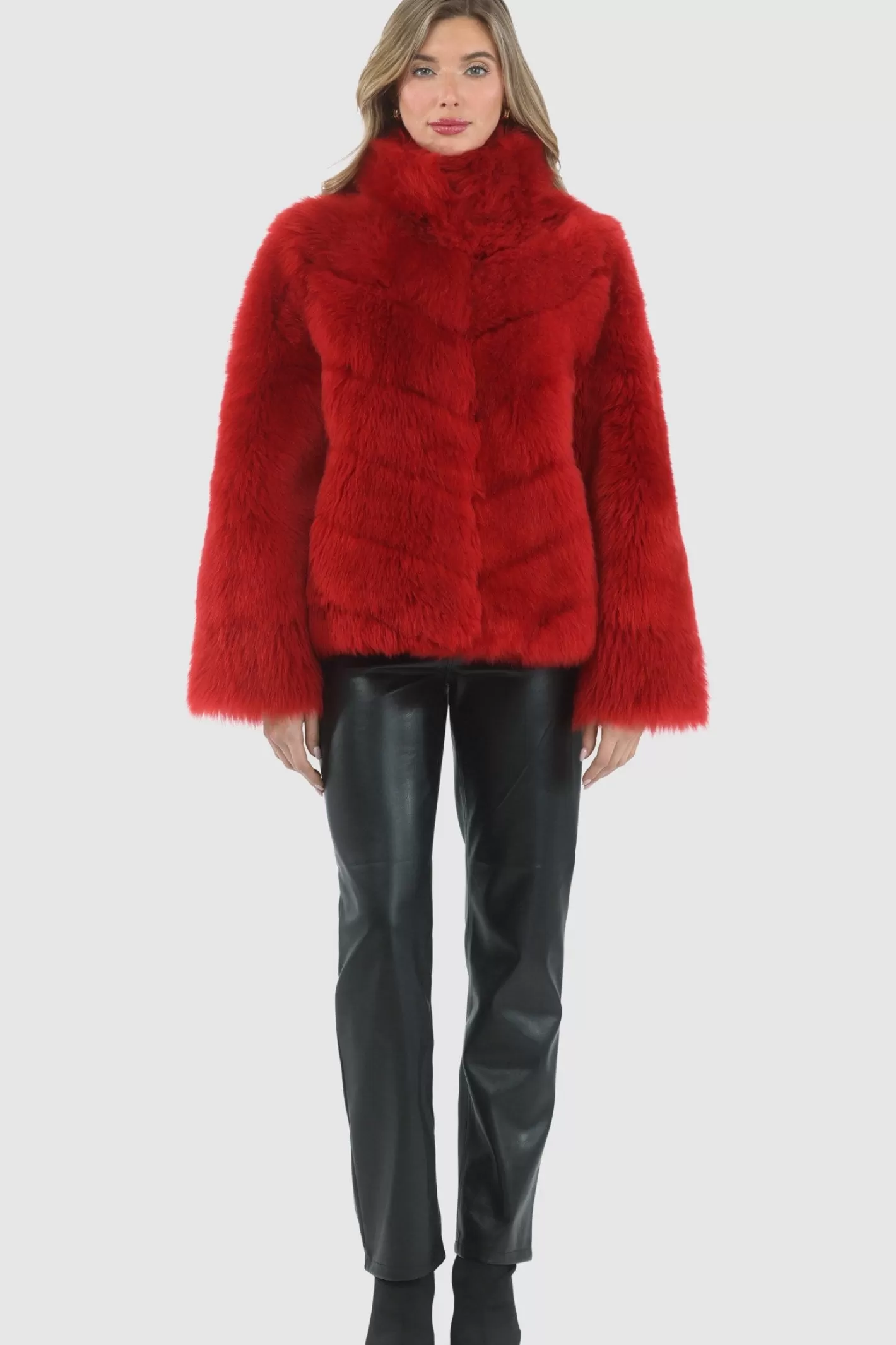 Women GORSKI Montreal Reversible Merinillo Shearling Lamb Chevron Jacket With Horizontal Bottom