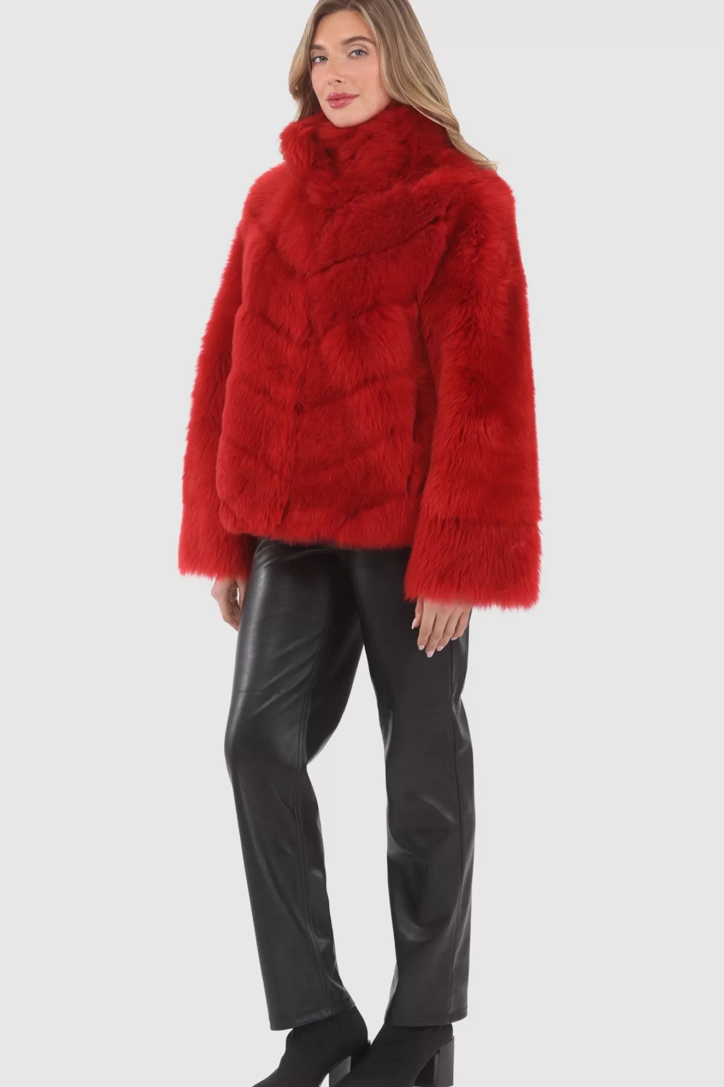Women GORSKI Montreal Reversible Merinillo Shearling Lamb Chevron Jacket With Horizontal Bottom