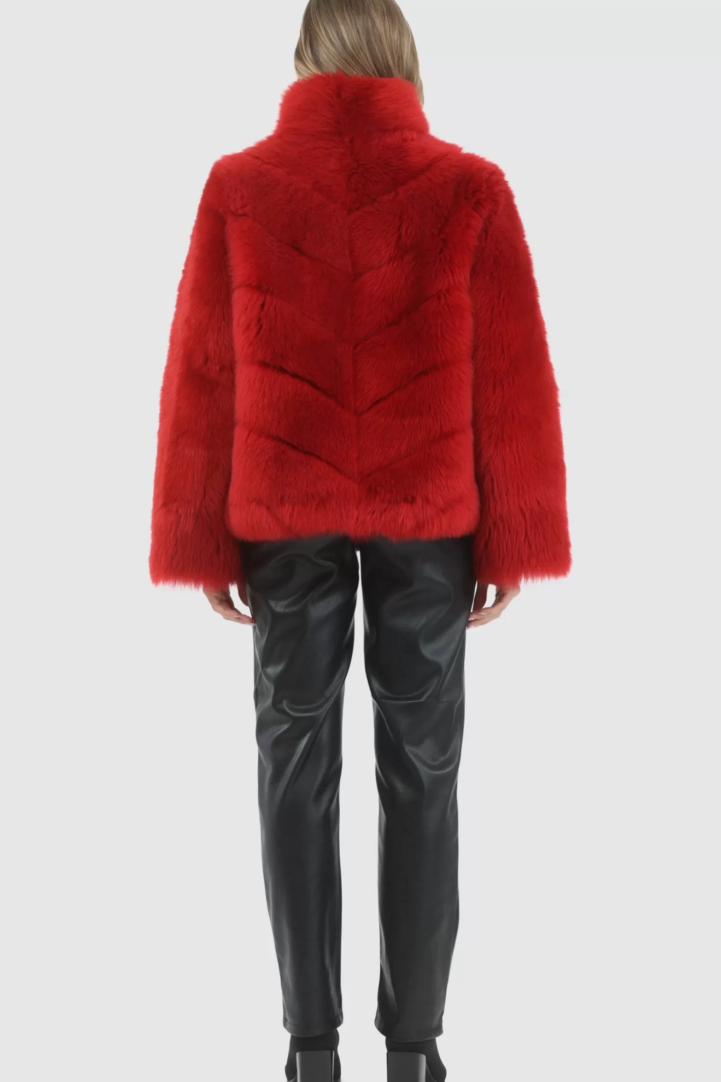 Women GORSKI Montreal Reversible Merinillo Shearling Lamb Chevron Jacket With Horizontal Bottom