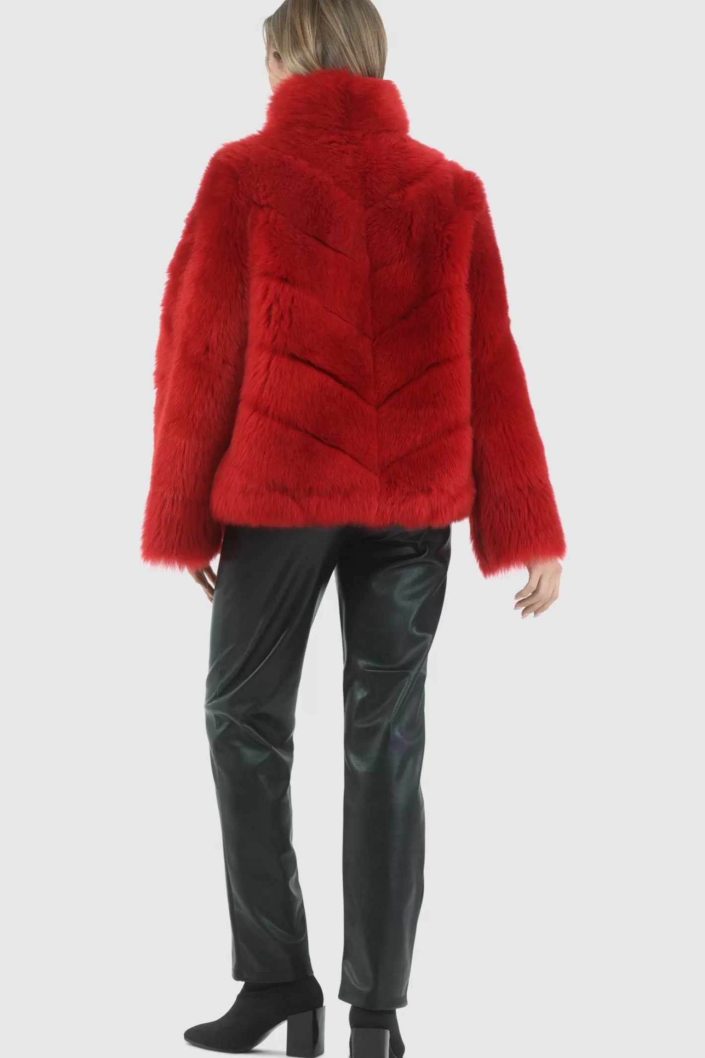 Women GORSKI Montreal Reversible Merinillo Shearling Lamb Chevron Jacket With Horizontal Bottom