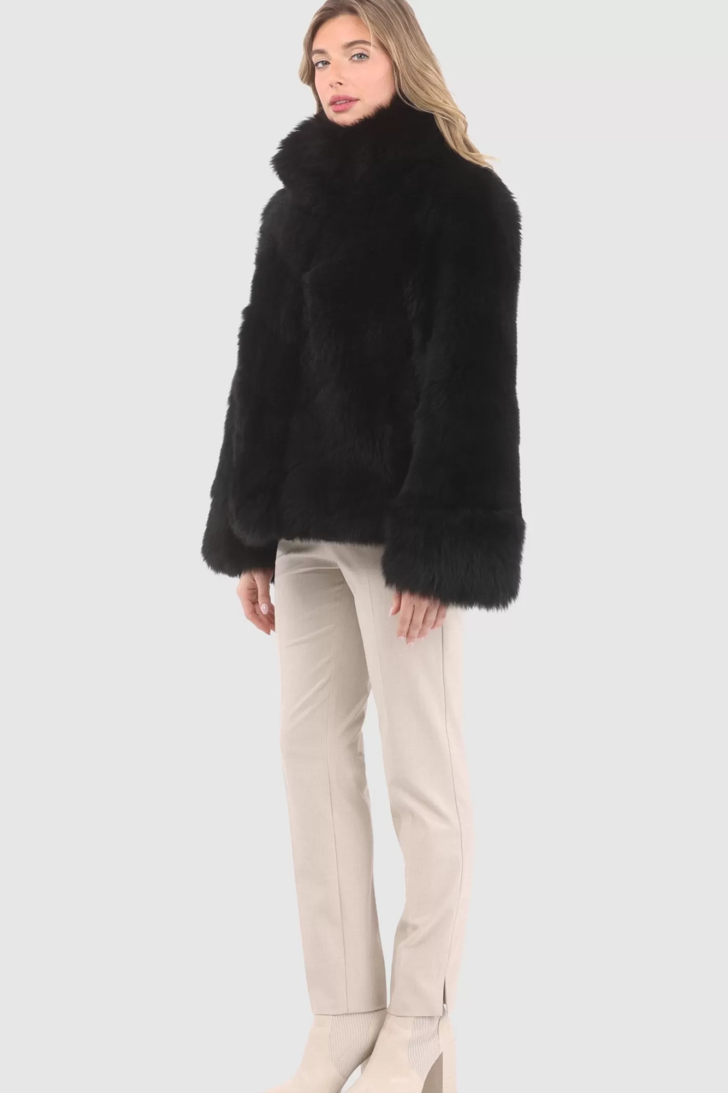 Women GORSKI Montreal Reversible Merinillo Shearling Lamb Chevron Jacket With Horizontal Bottom