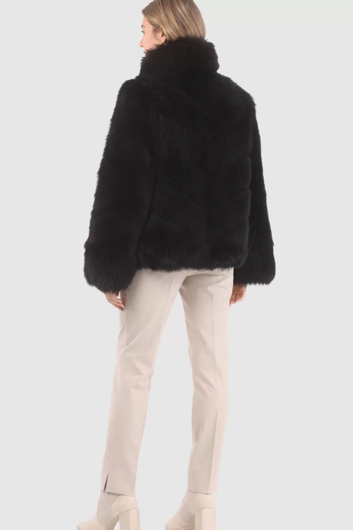 Women GORSKI Montreal Reversible Merinillo Shearling Lamb Chevron Jacket With Horizontal Bottom