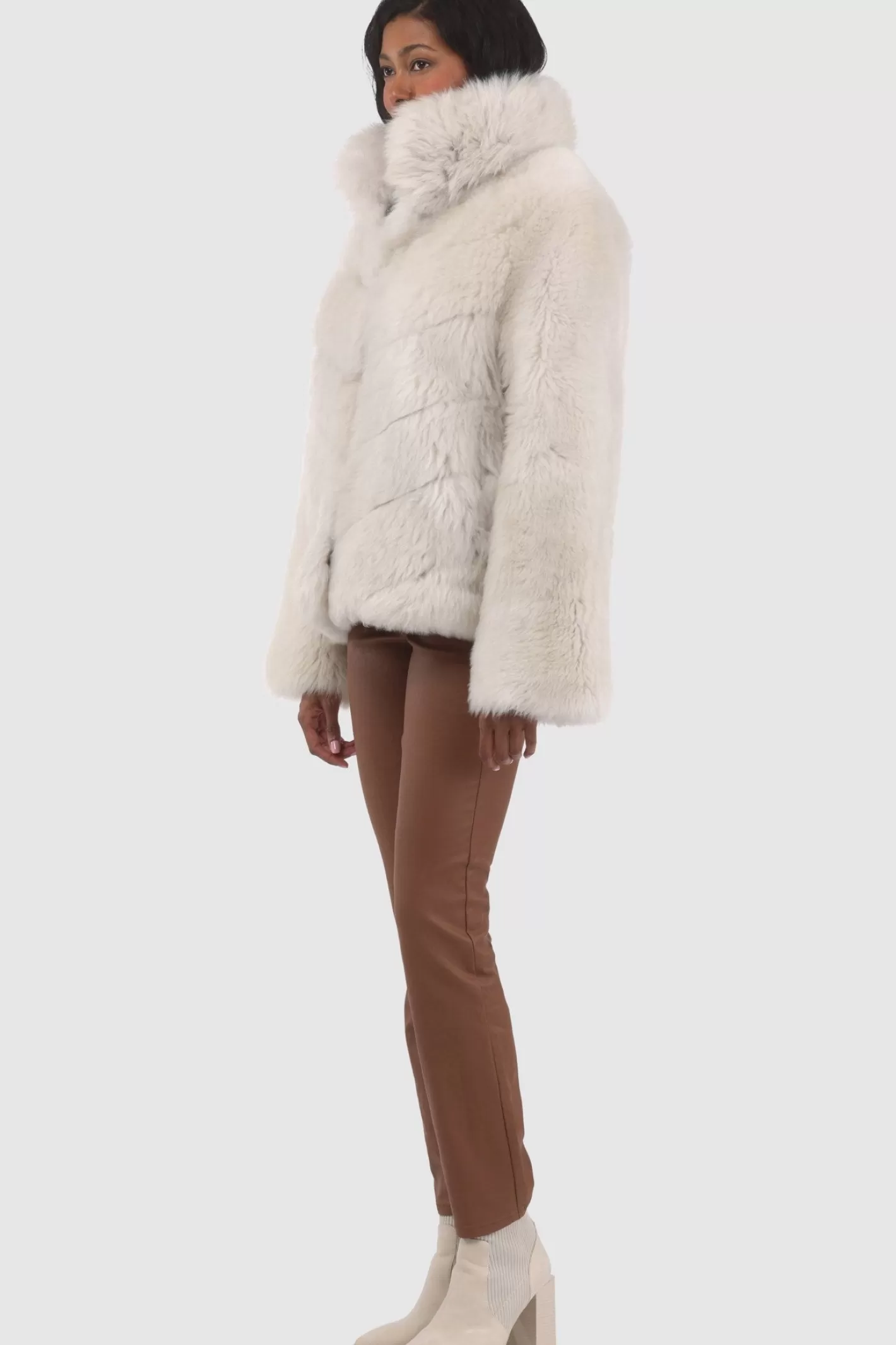 Women GORSKI Montreal Reversible Merinillo Shearling Lamb Chevron Jacket With Horizontal Bottom