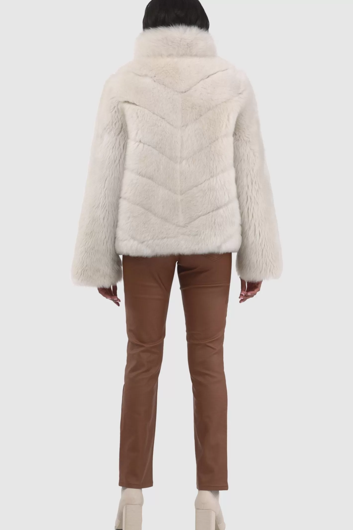 Women GORSKI Montreal Reversible Merinillo Shearling Lamb Chevron Jacket With Horizontal Bottom
