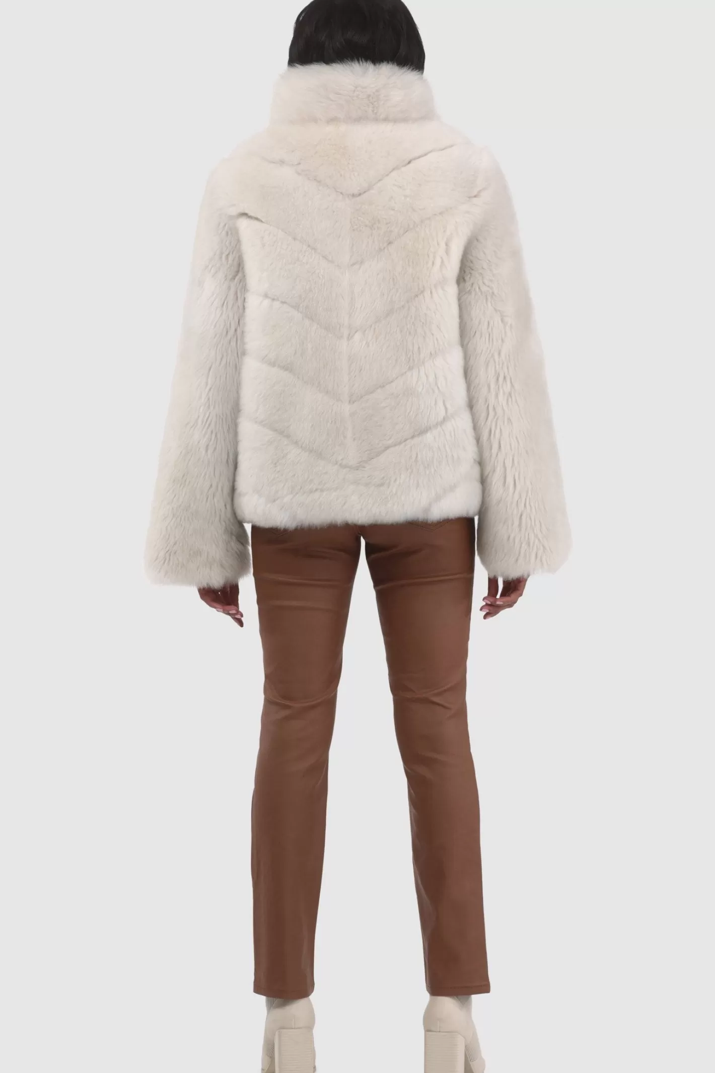 Women GORSKI Montreal Reversible Merinillo Shearling Lamb Chevron Jacket With Horizontal Bottom