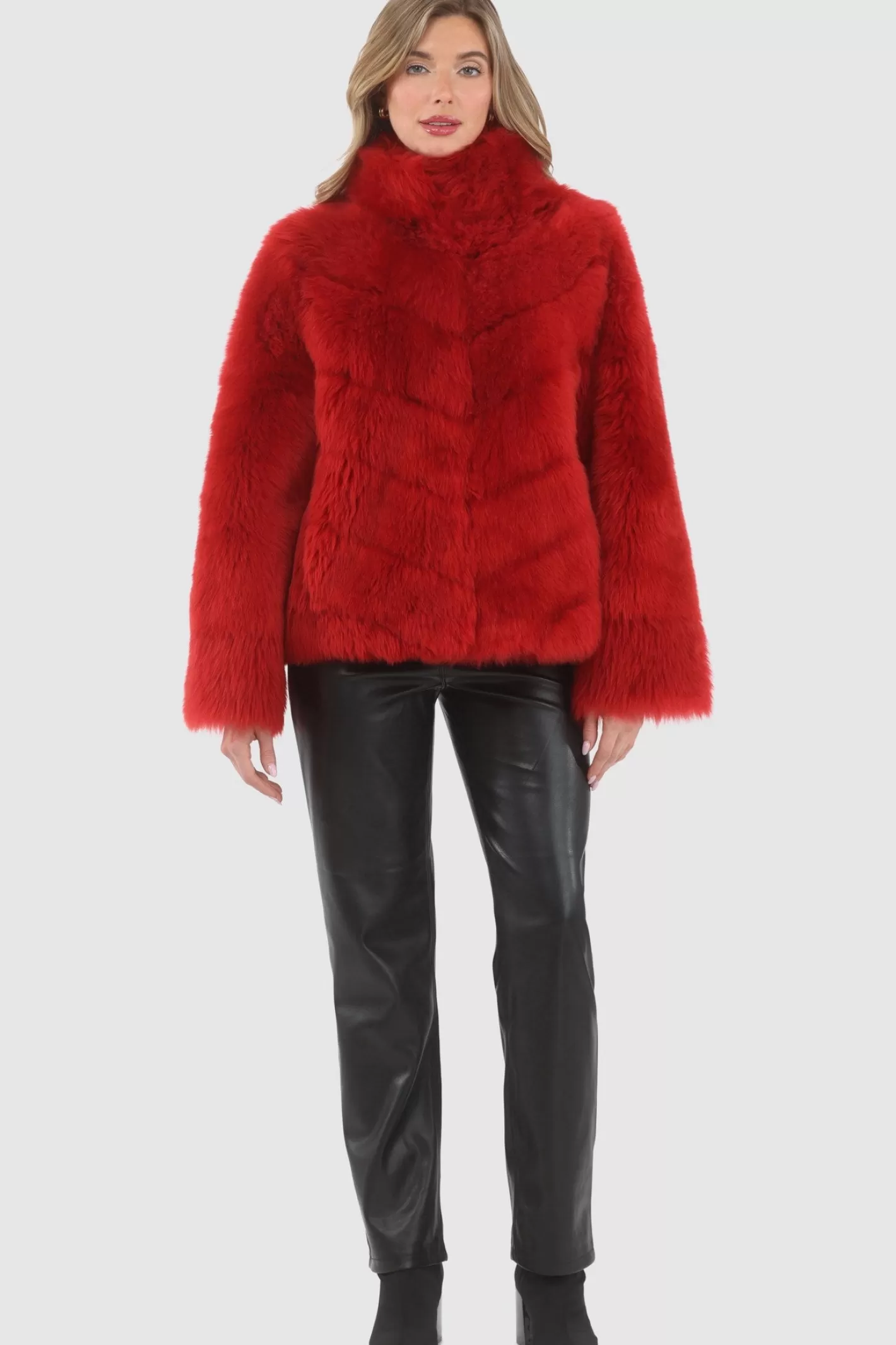Women GORSKI Montreal Reversible Merinillo Shearling Lamb Chevron Jacket With Horizontal Bottom