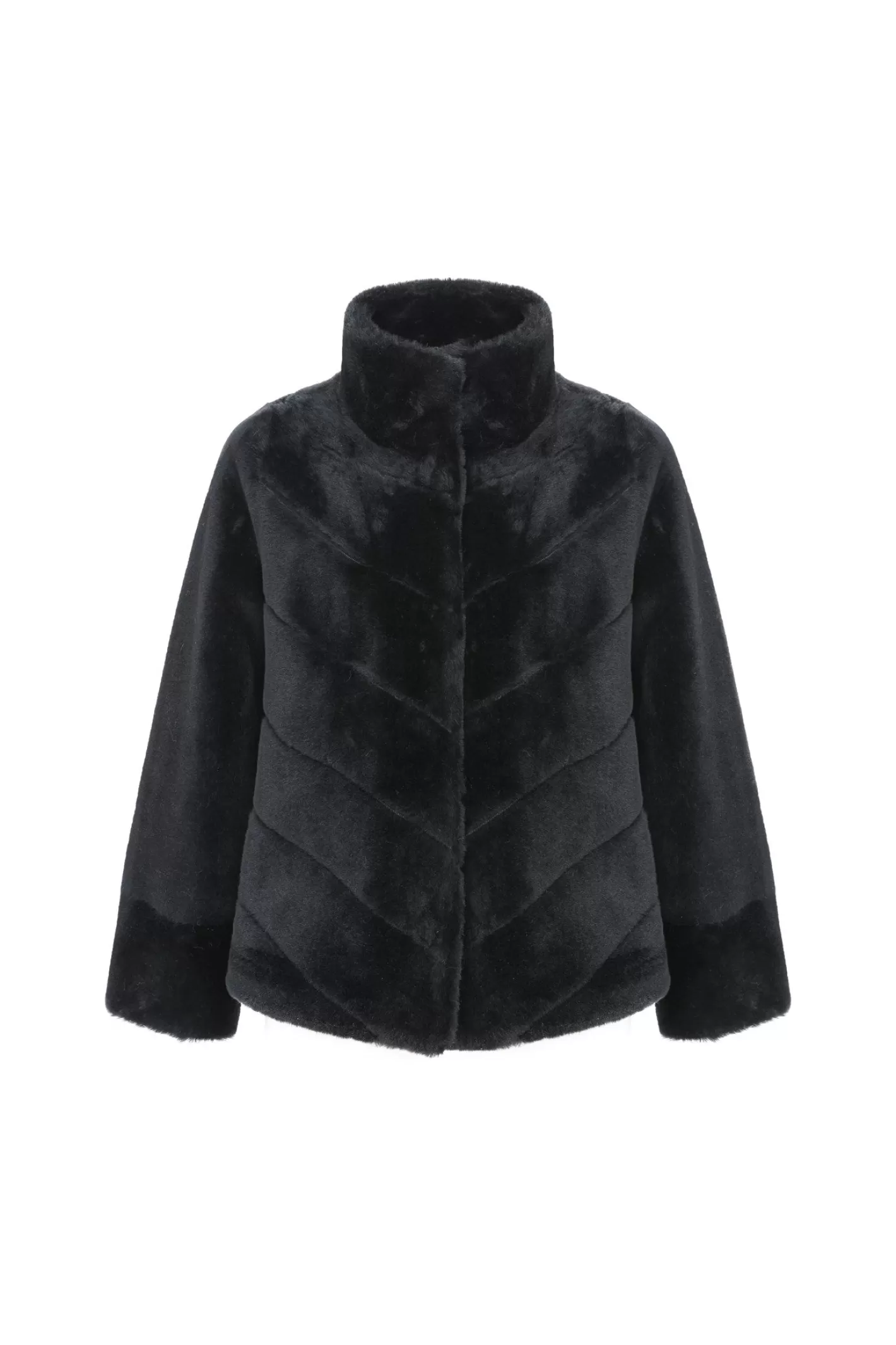 Women GORSKI Montreal Reversible Merino Shearling Lamb Chevron Jacket With Horizontal Bottom