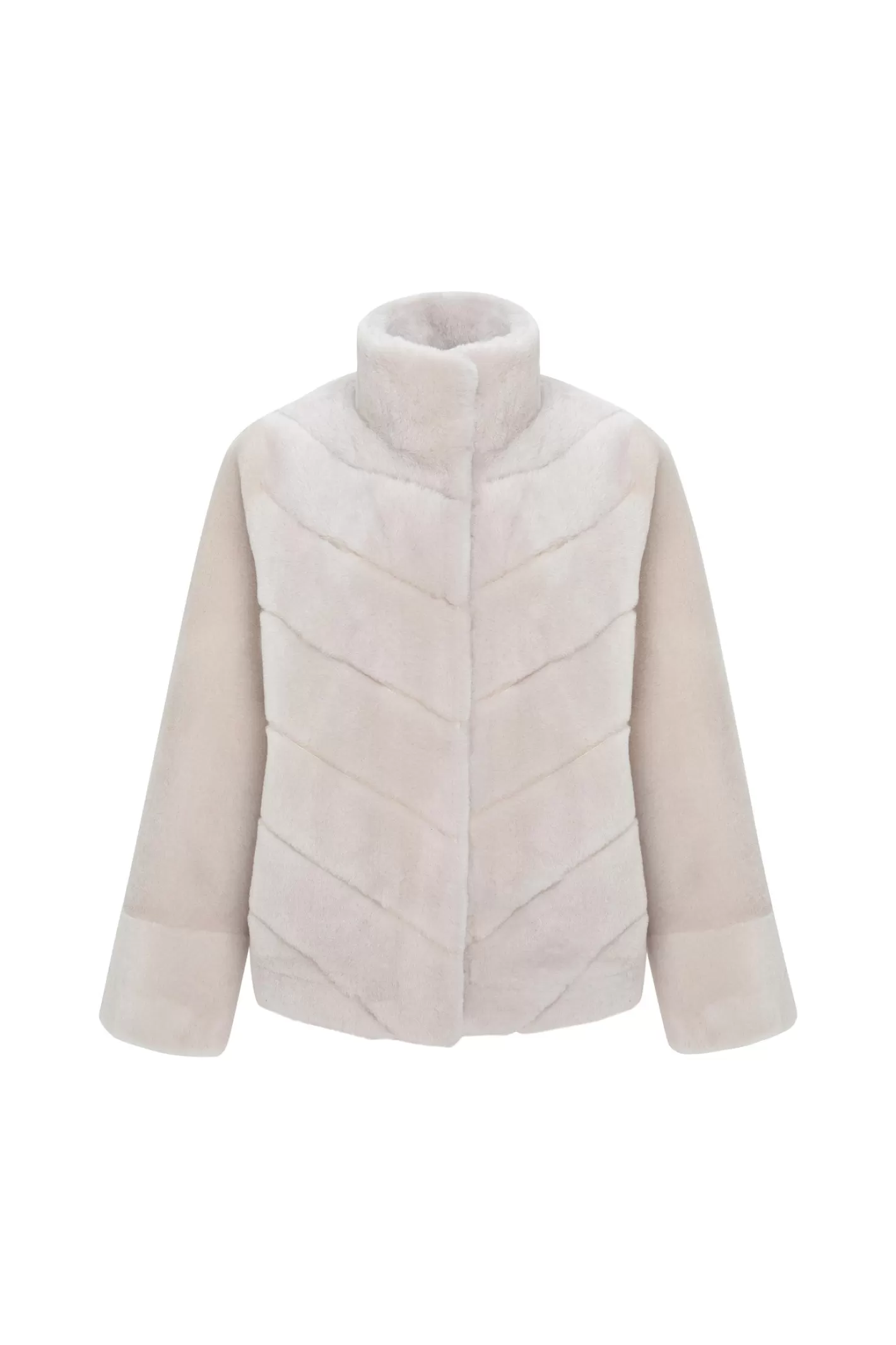 Women GORSKI Montreal Reversible Merino Shearling Lamb Chevron Jacket With Horizontal Bottom