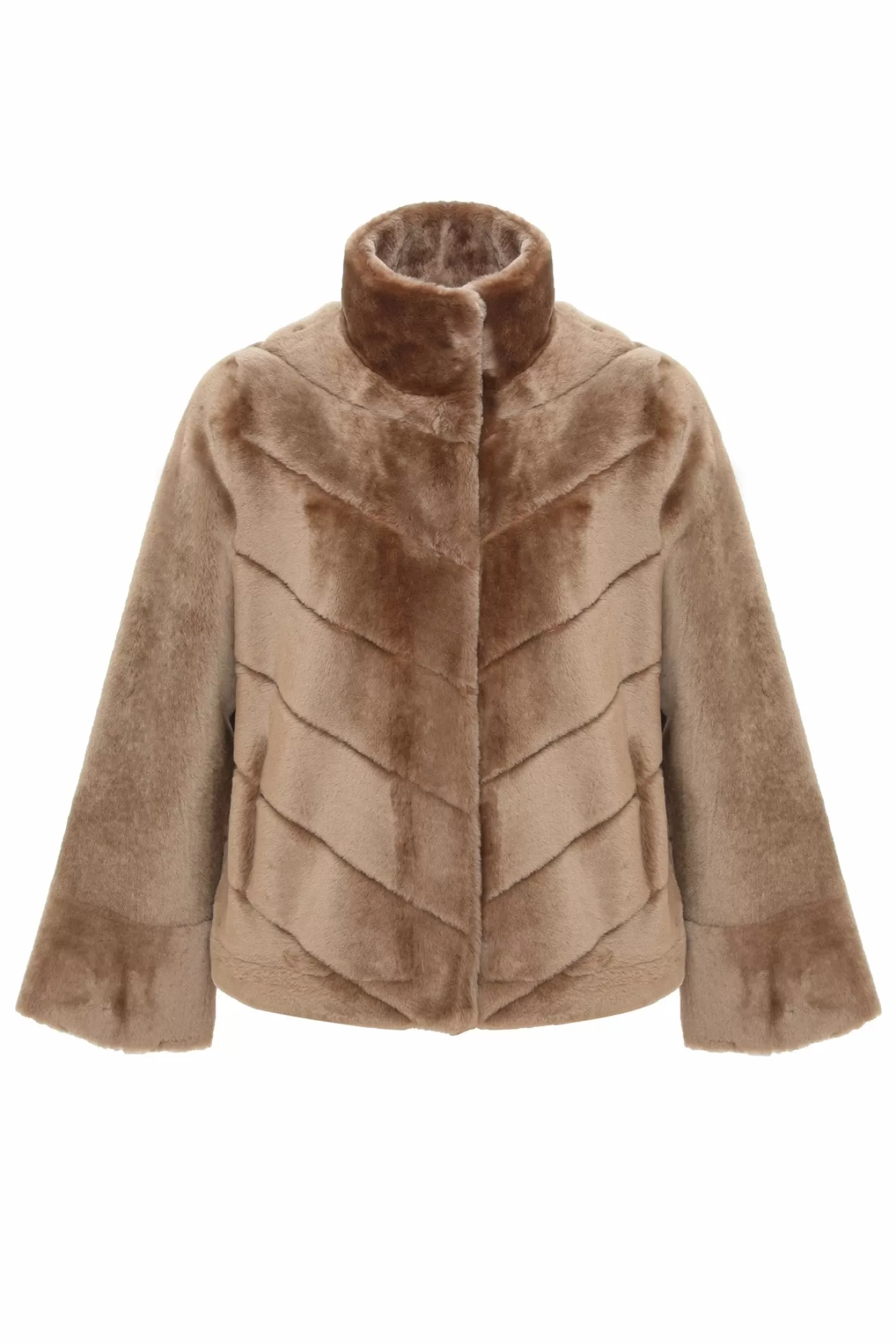 Women GORSKI Montreal Reversible Merino Shearling Lamb Chevron Jacket With Horizontal Bottom