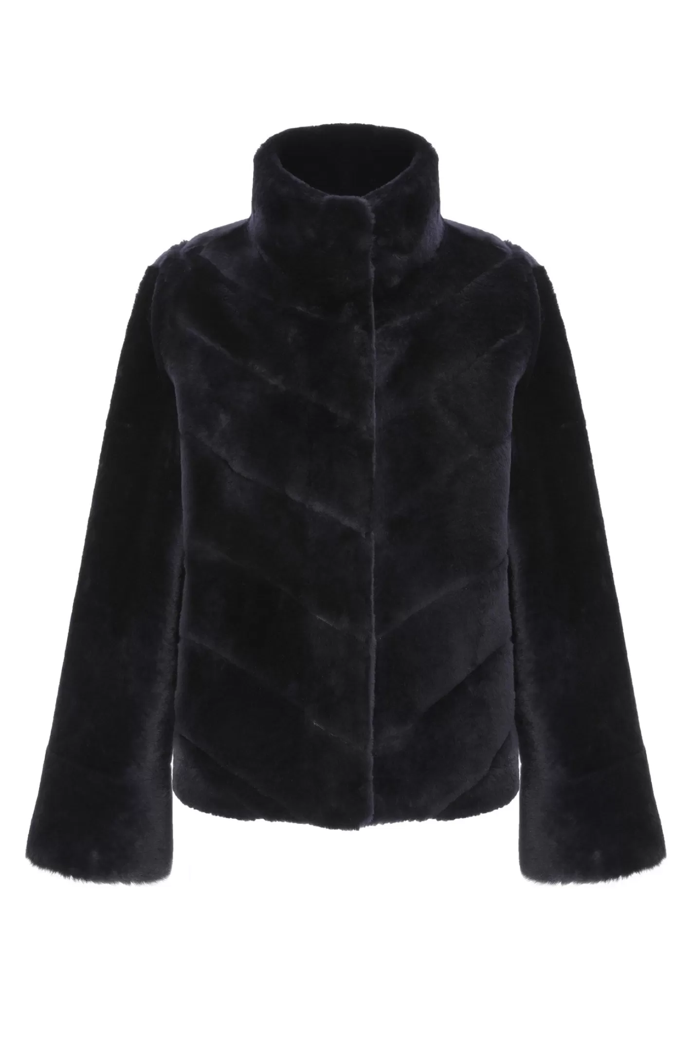 Women GORSKI Montreal Reversible Merino Shearling Lamb Chevron Jacket With Horizontal Bottom