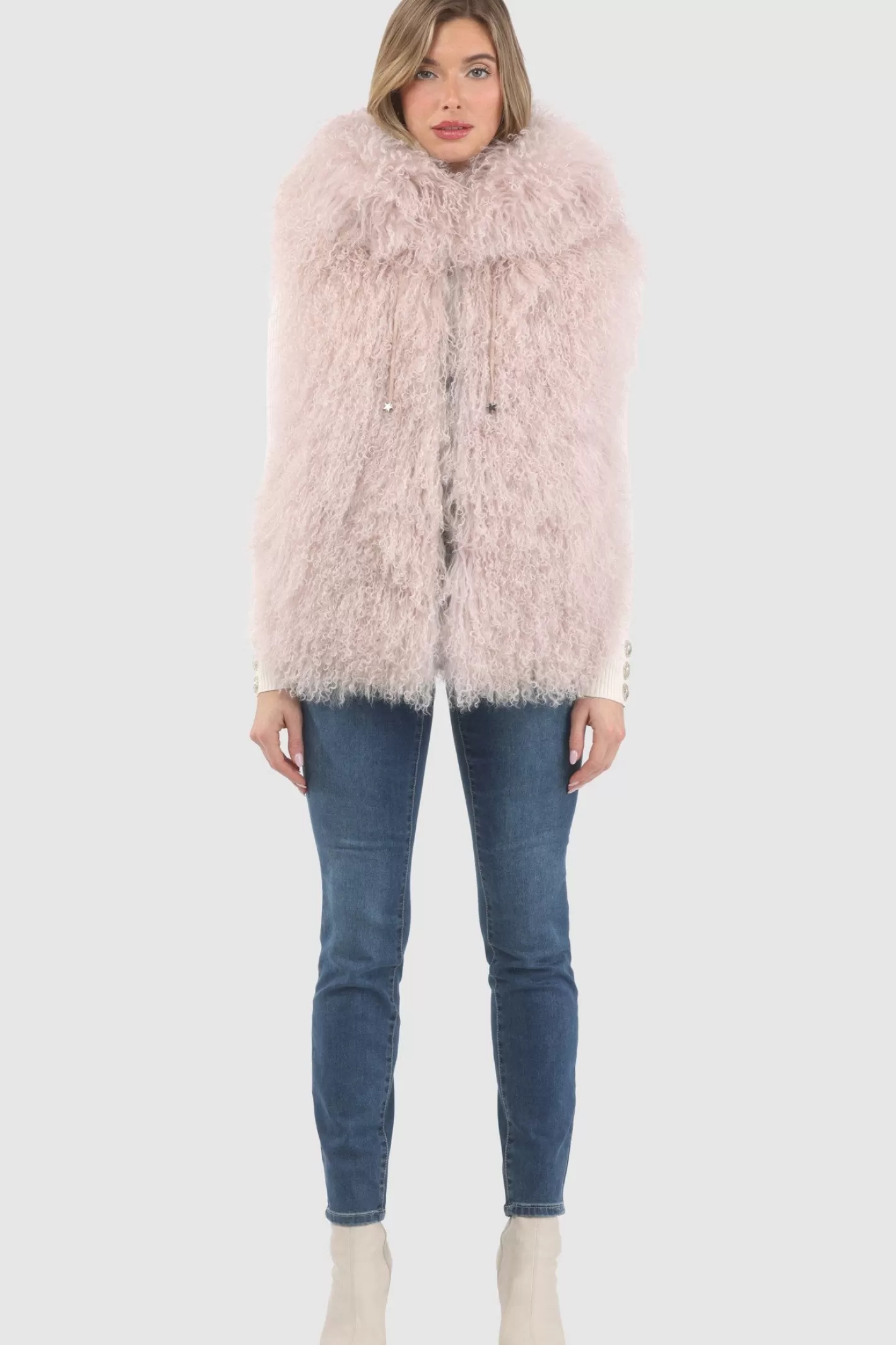 Women GORSKI Montreal Reversible Select Mongolian Shearling Lamb Vest With Loro Piana Cashmere & Wool Back