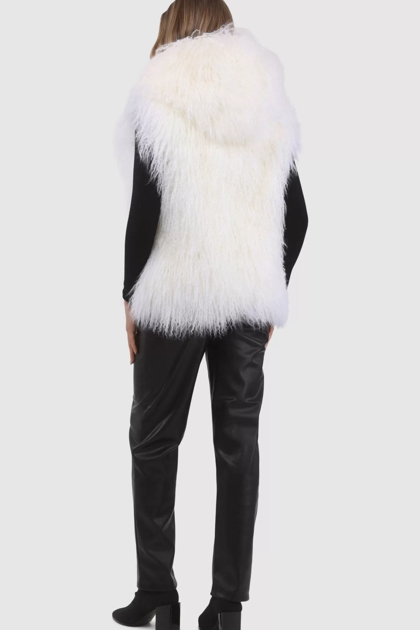Women GORSKI Montreal Reversible Select Mongolian Shearling Lamb Vest With Loro Piana Cashmere & Wool Back