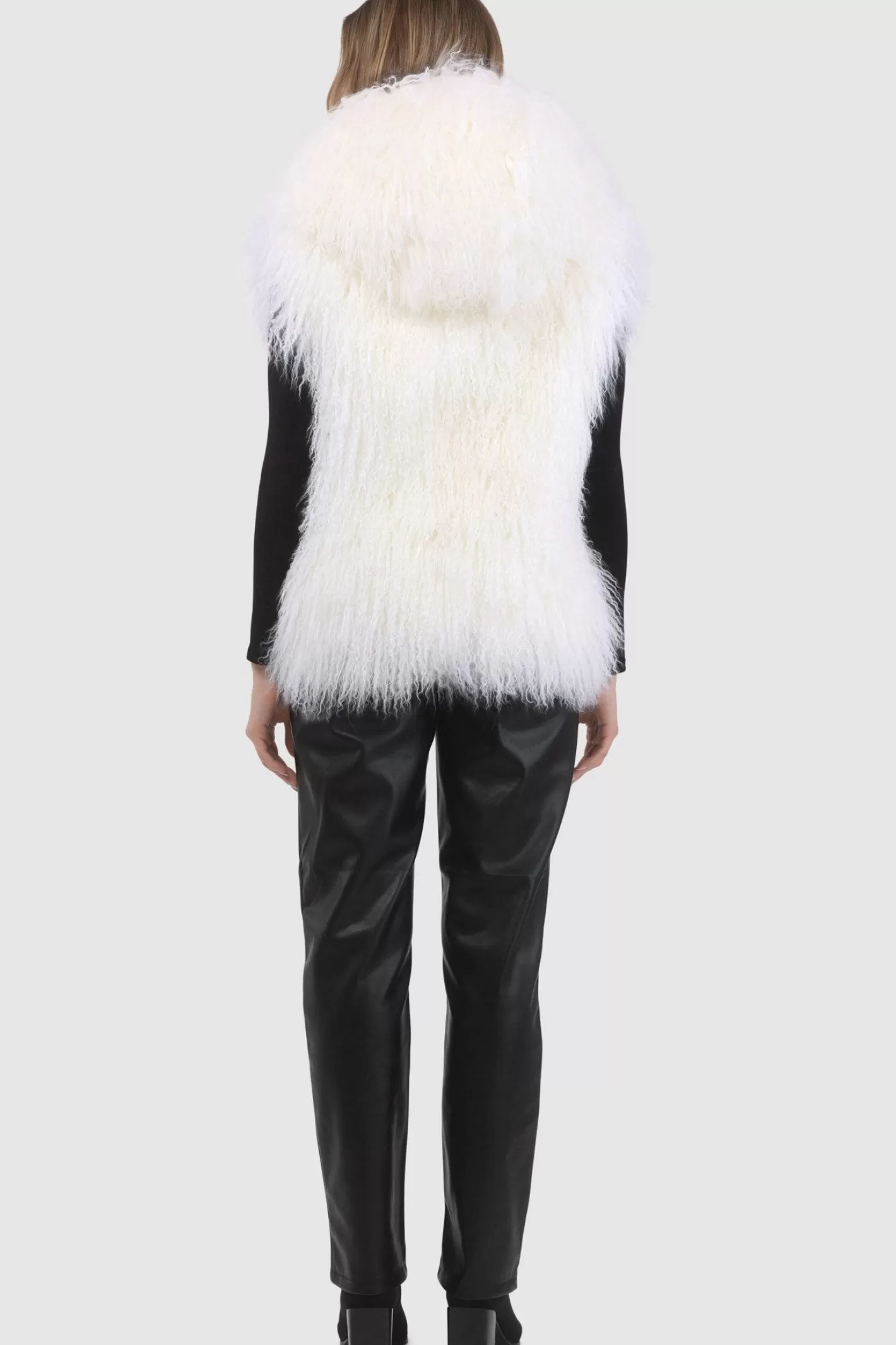 Women GORSKI Montreal Reversible Select Mongolian Shearling Lamb Vest With Loro Piana Cashmere & Wool Back