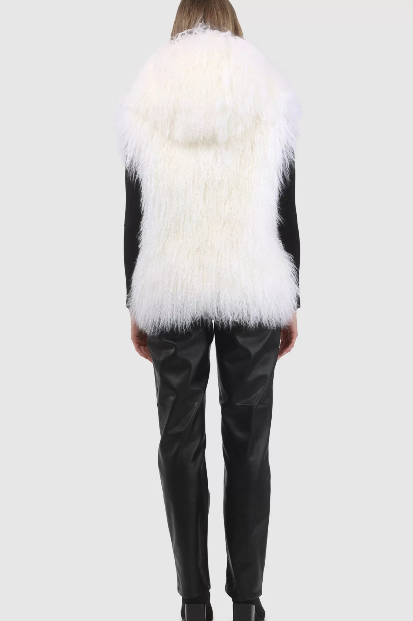 Women GORSKI Montreal Reversible Select Mongolian Shearling Lamb Vest With Loro Piana Cashmere & Wool Back