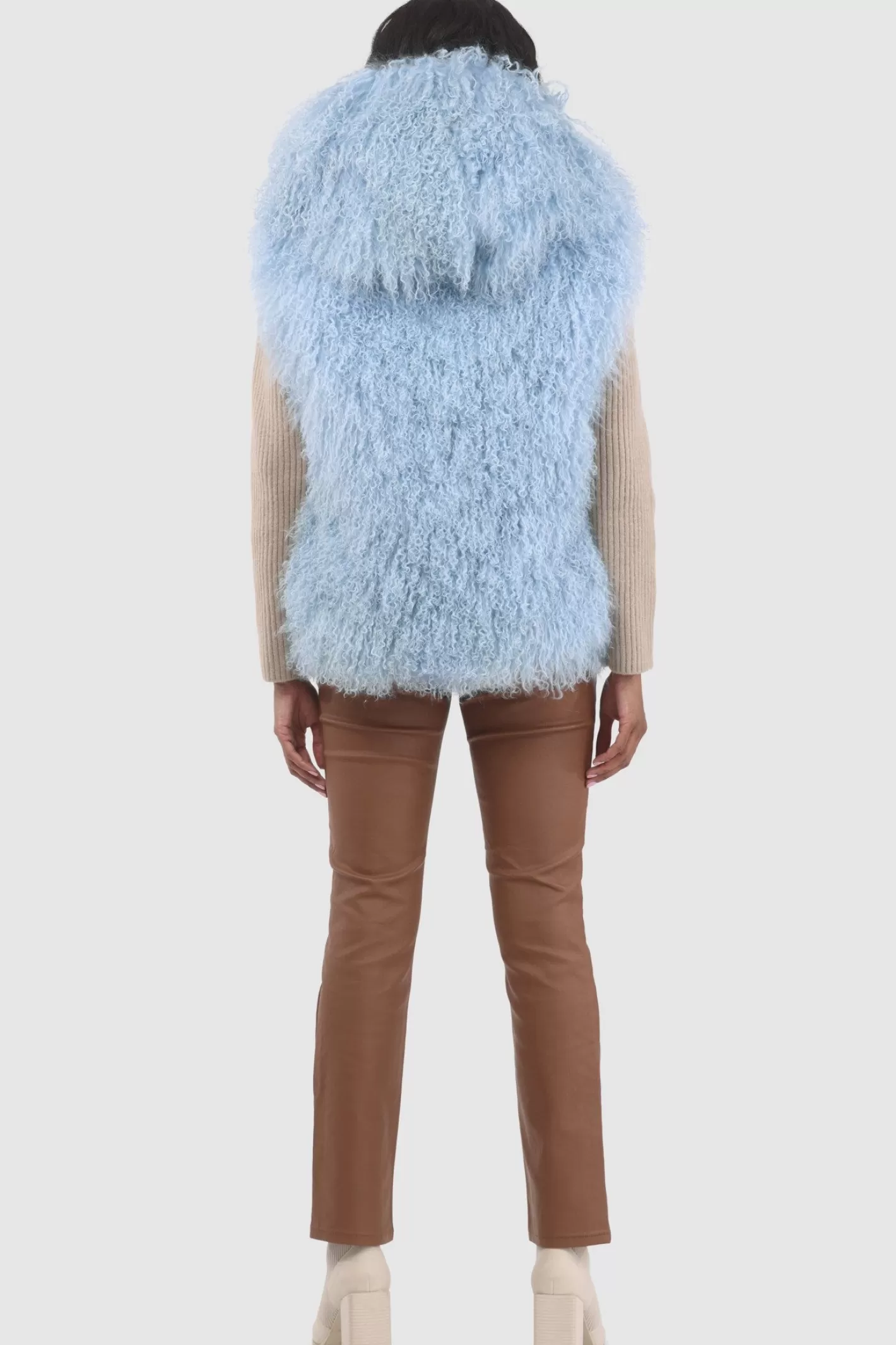 Women GORSKI Montreal Reversible Select Mongolian Shearling Lamb Vest With Loro Piana Cashmere & Wool Back