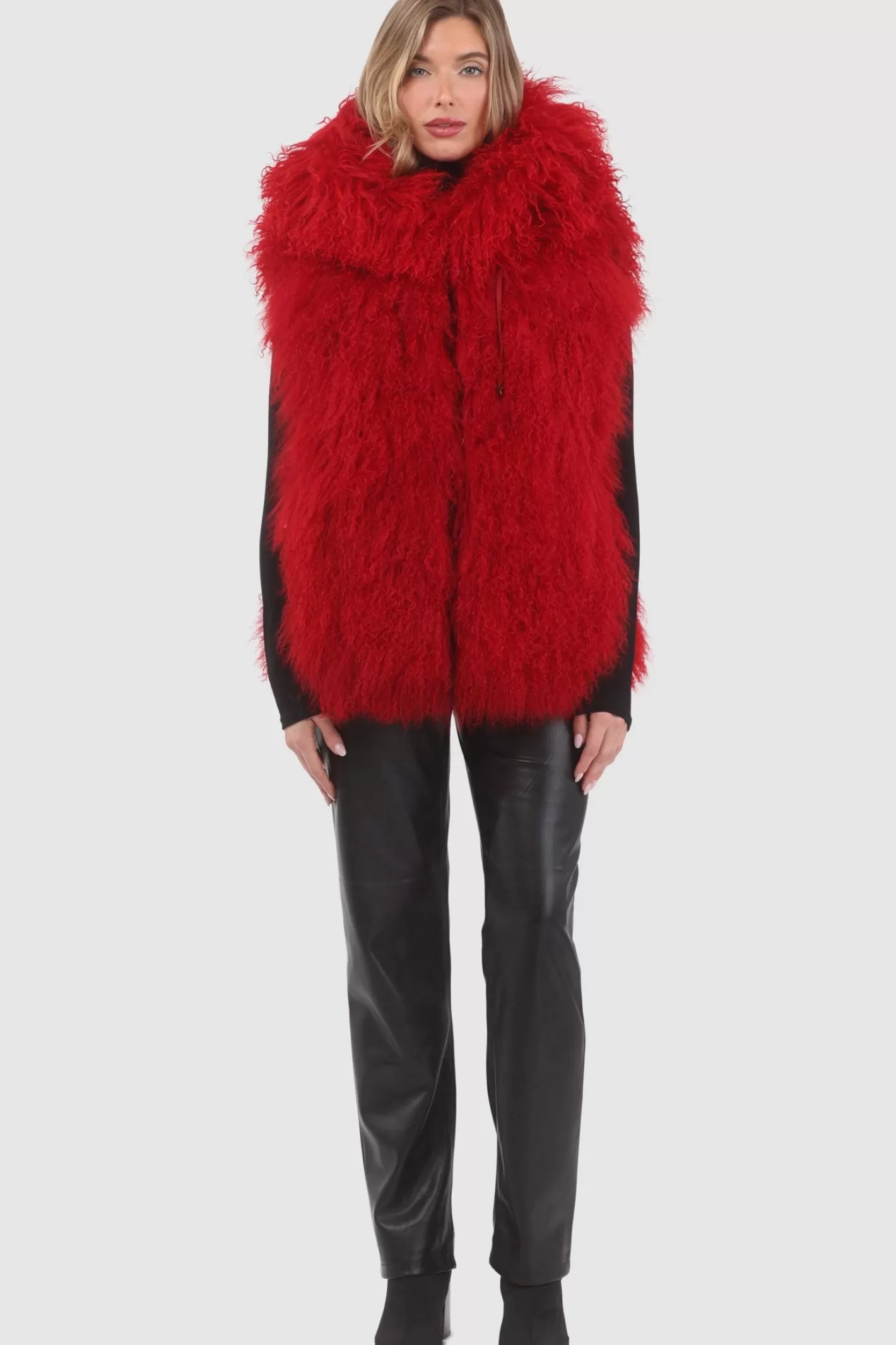 Women GORSKI Montreal Reversible Select Mongolian Shearling Lamb Vest With Loro Piana Cashmere & Wool Back