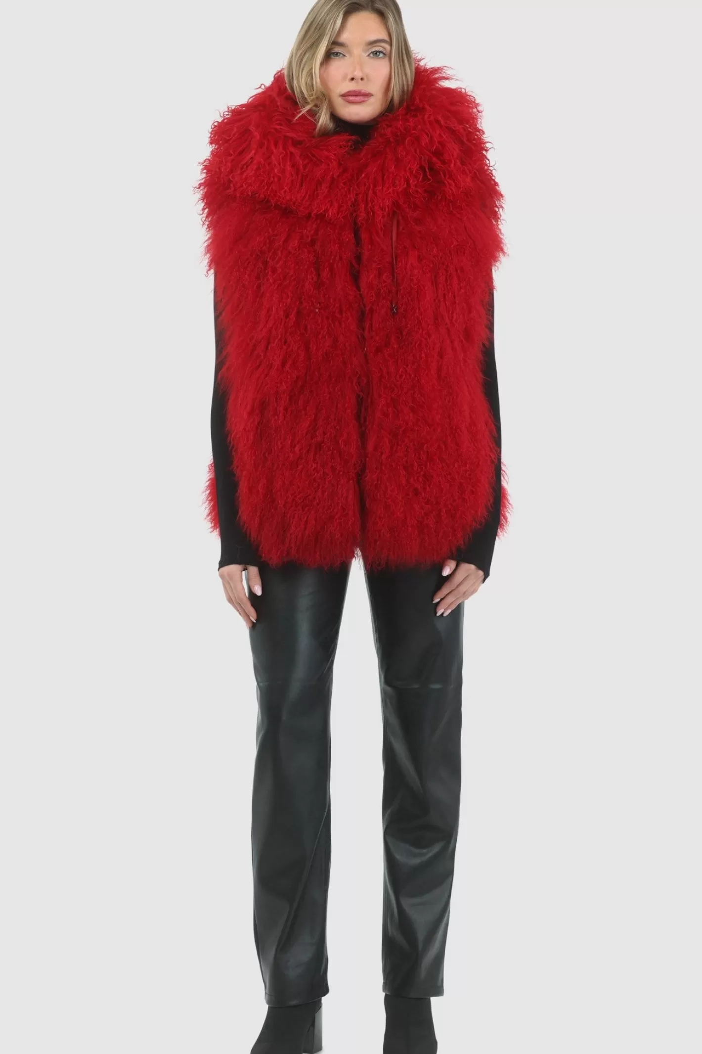 Women GORSKI Montreal Reversible Select Mongolian Shearling Lamb Vest With Loro Piana Cashmere & Wool Back
