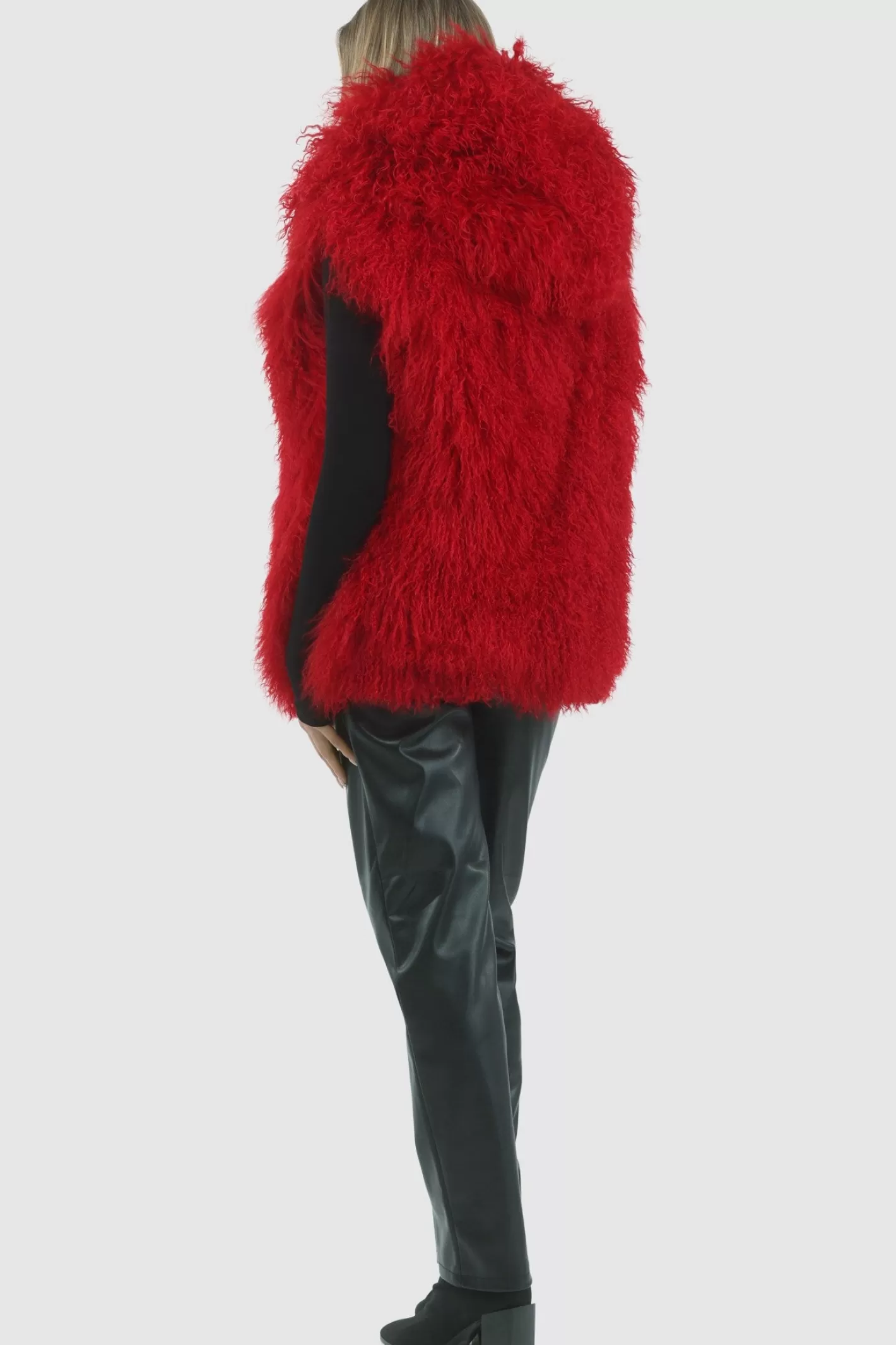 Women GORSKI Montreal Reversible Select Mongolian Shearling Lamb Vest With Loro Piana Cashmere & Wool Back