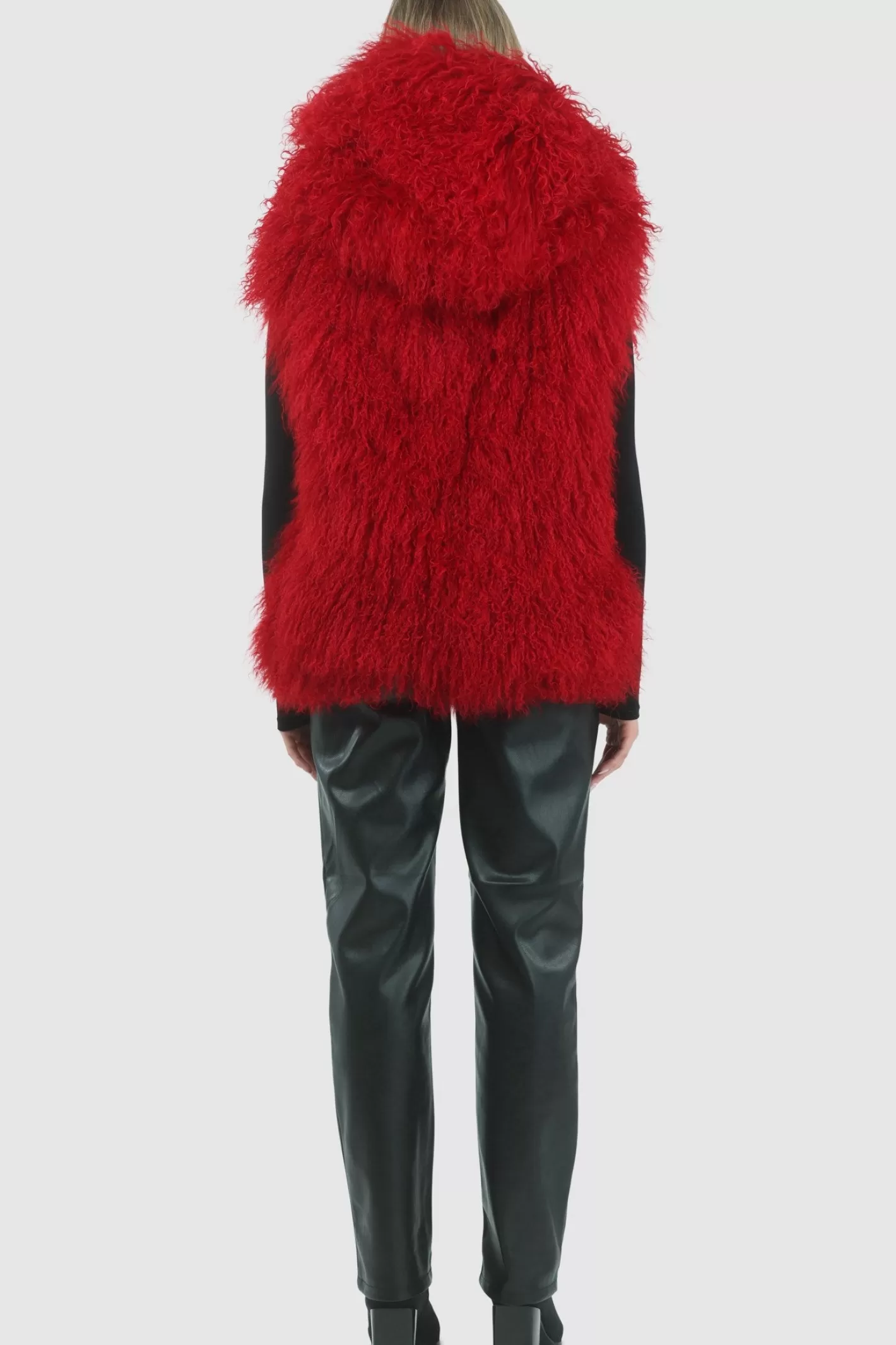 Women GORSKI Montreal Reversible Select Mongolian Shearling Lamb Vest With Loro Piana Cashmere & Wool Back