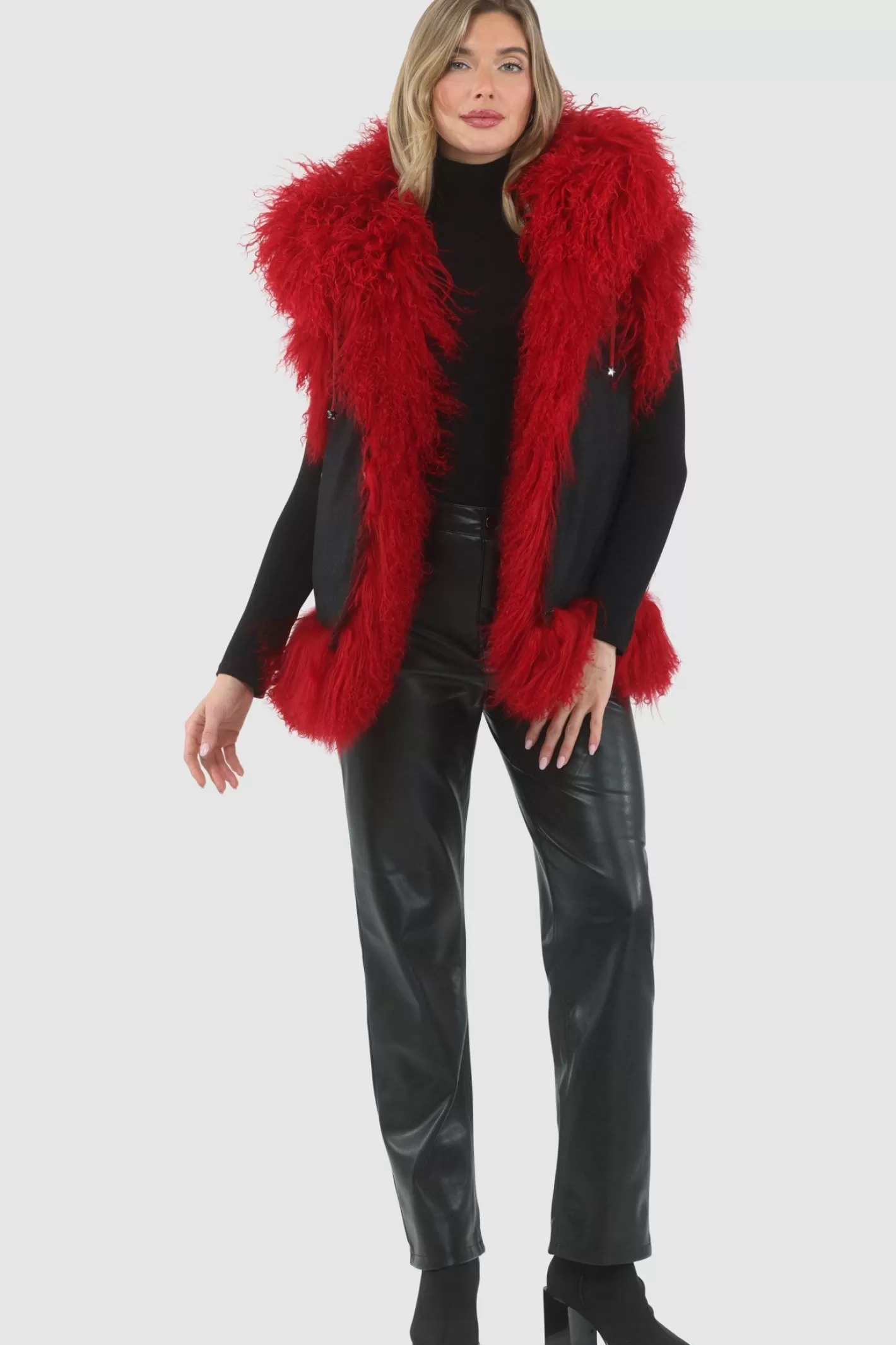 Women GORSKI Montreal Reversible Select Mongolian Shearling Lamb Vest With Loro Piana Cashmere & Wool Back