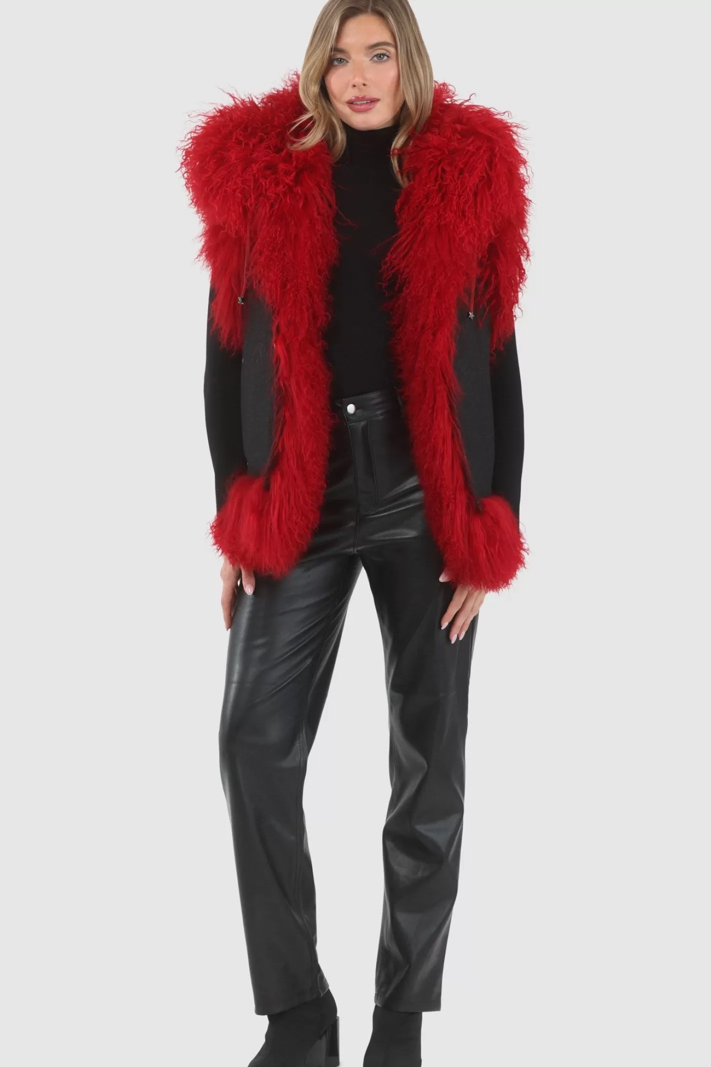 Women GORSKI Montreal Reversible Select Mongolian Shearling Lamb Vest With Loro Piana Cashmere & Wool Back