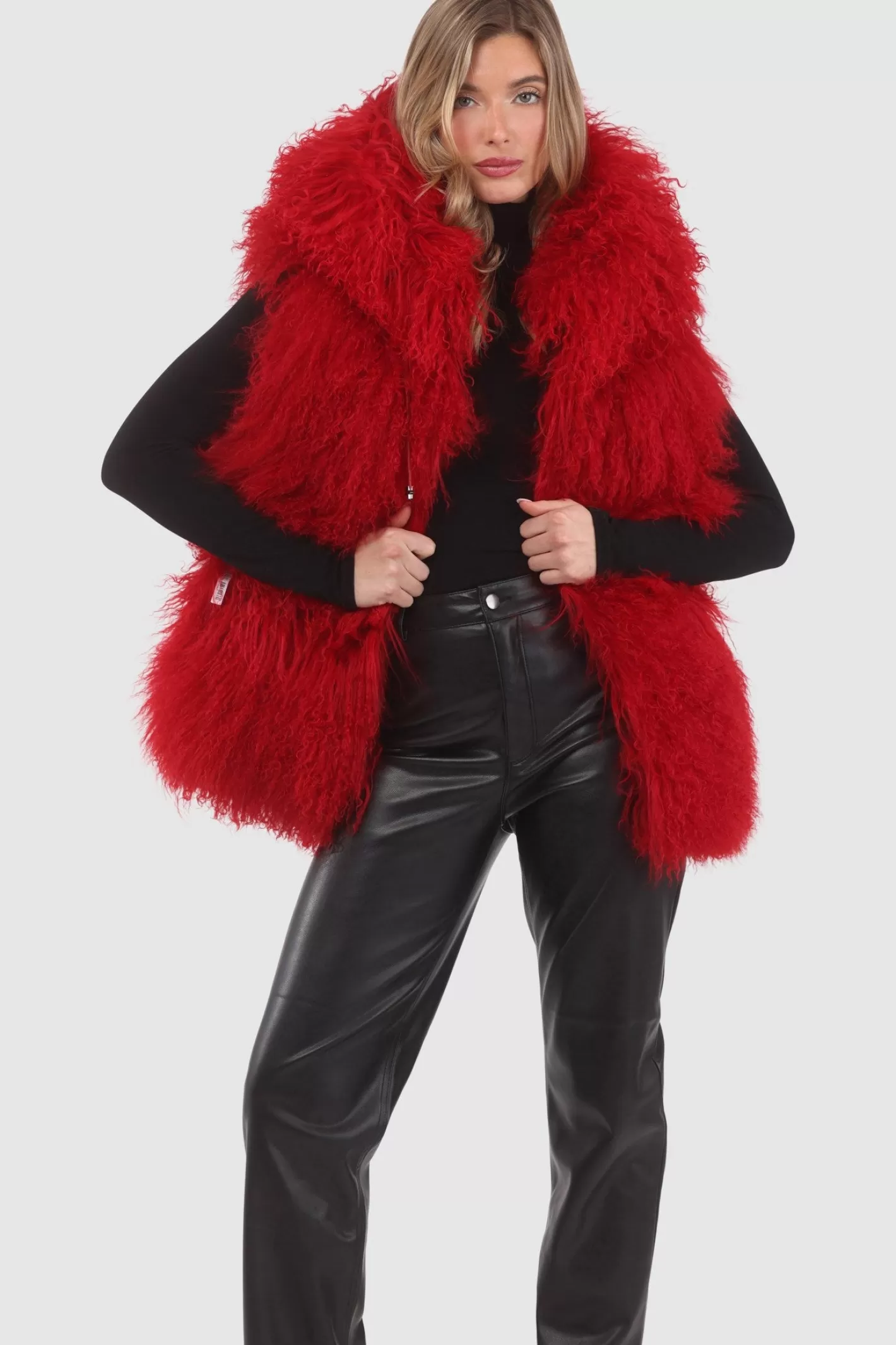 Women GORSKI Montreal Reversible Select Mongolian Shearling Lamb Vest With Loro Piana Cashmere & Wool Back